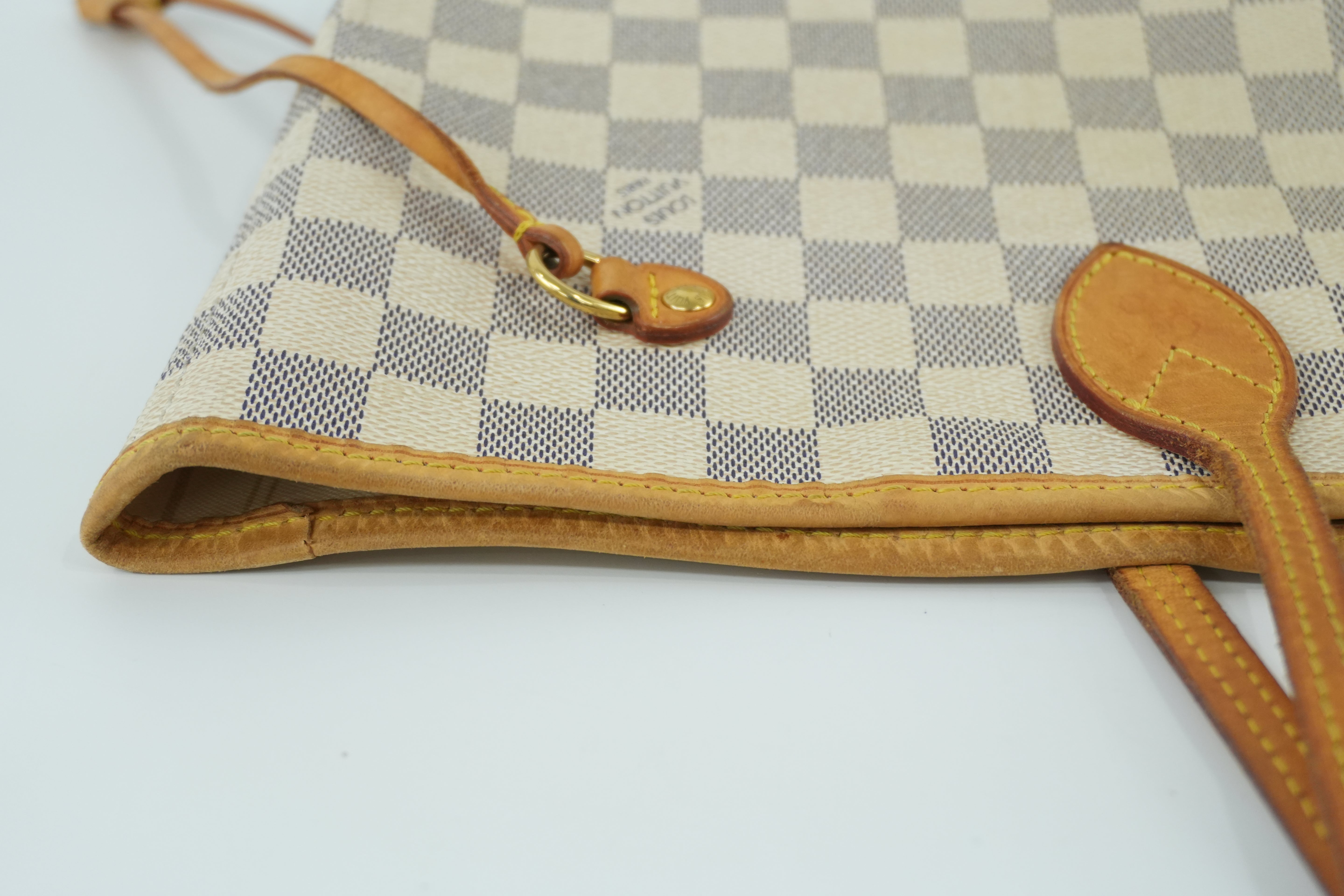 Louis Vuitton Damier Azur Neverfull MM Tote Bag Used