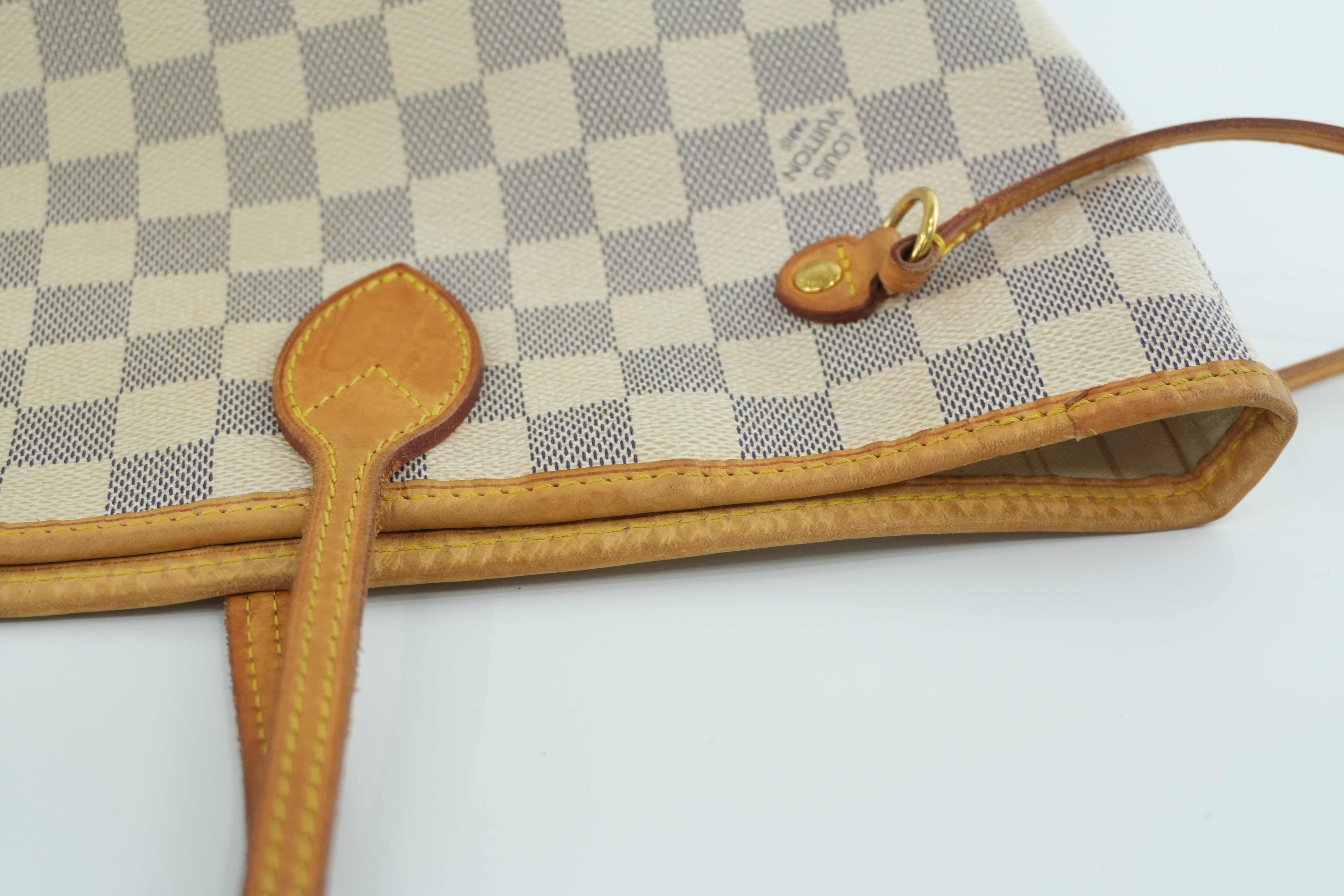 Louis Vuitton Damier Azur Neverfull MM Tote Bag Used