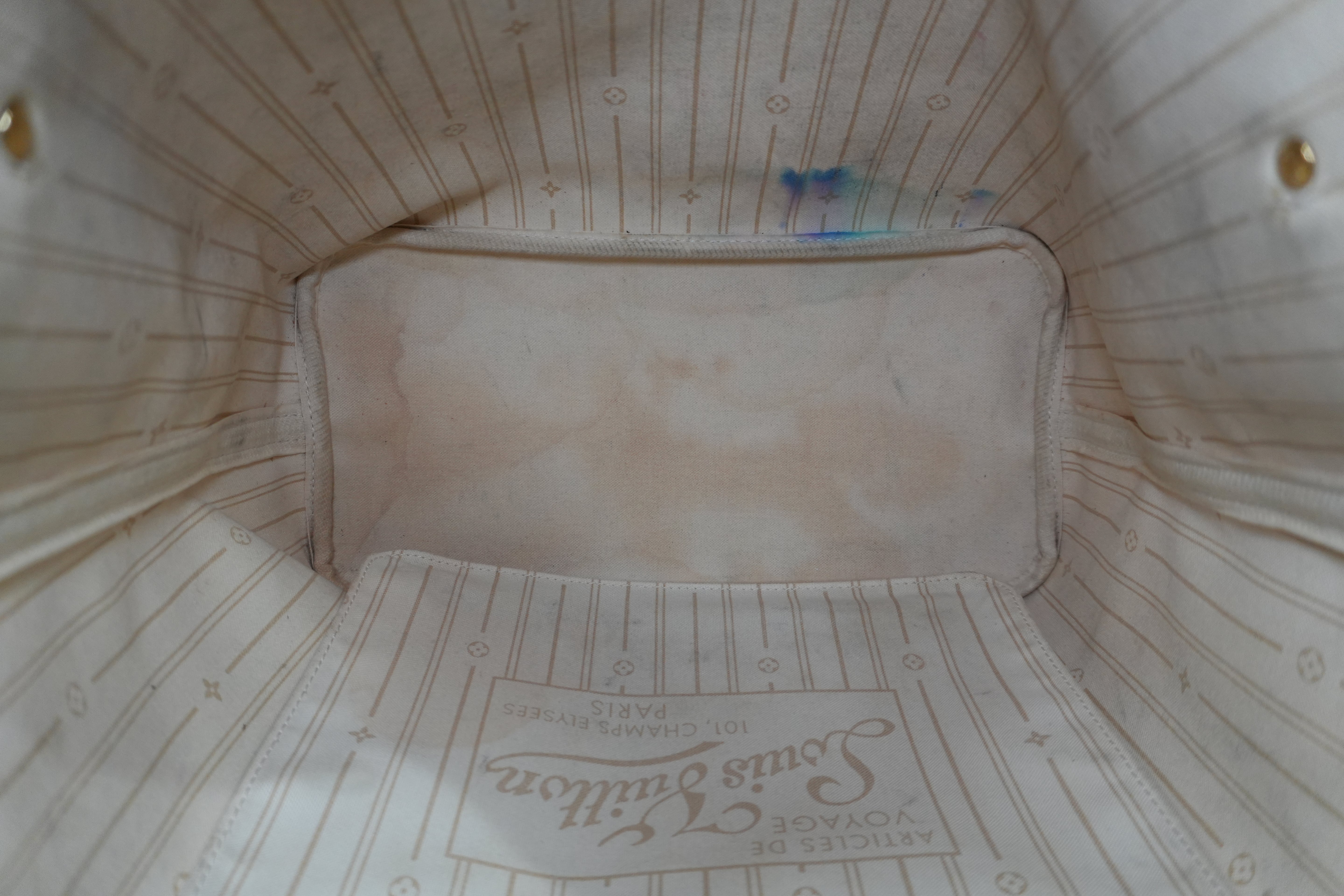 Louis Vuitton Damier Azur Neverfull MM Tote Bag Used