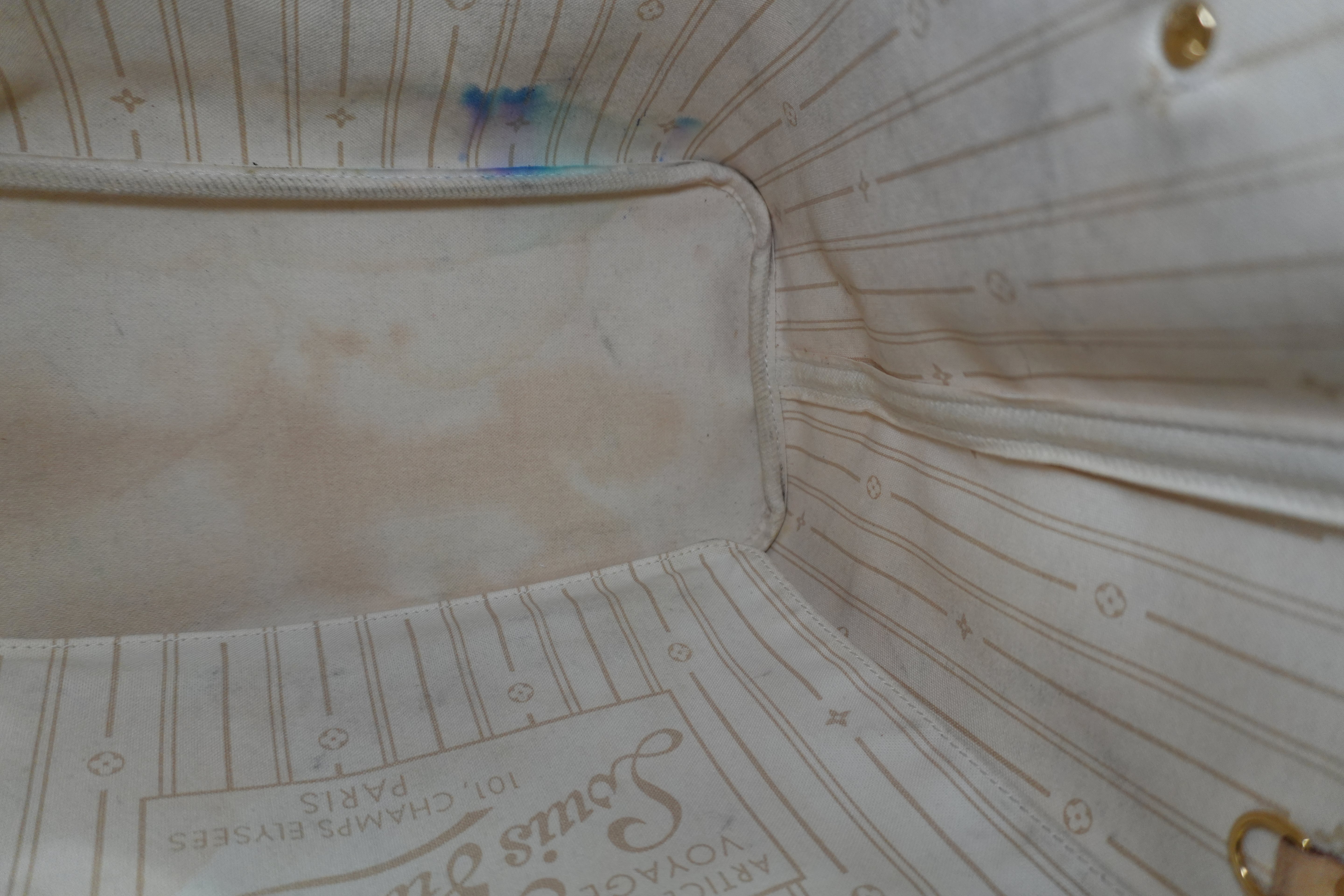 Louis Vuitton Damier Azur Neverfull MM Tote Bag Used