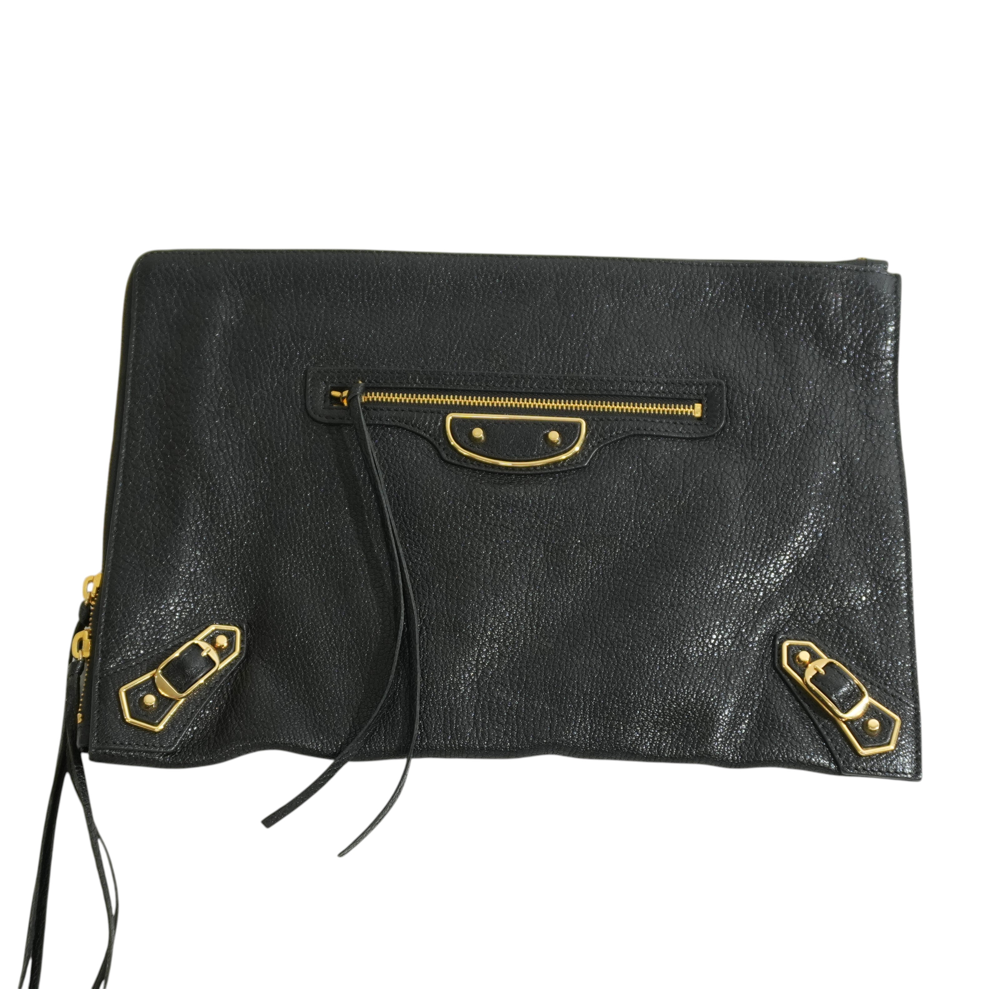 Pre-owned Balenciaga Motocross Classic Clutch Bag Black