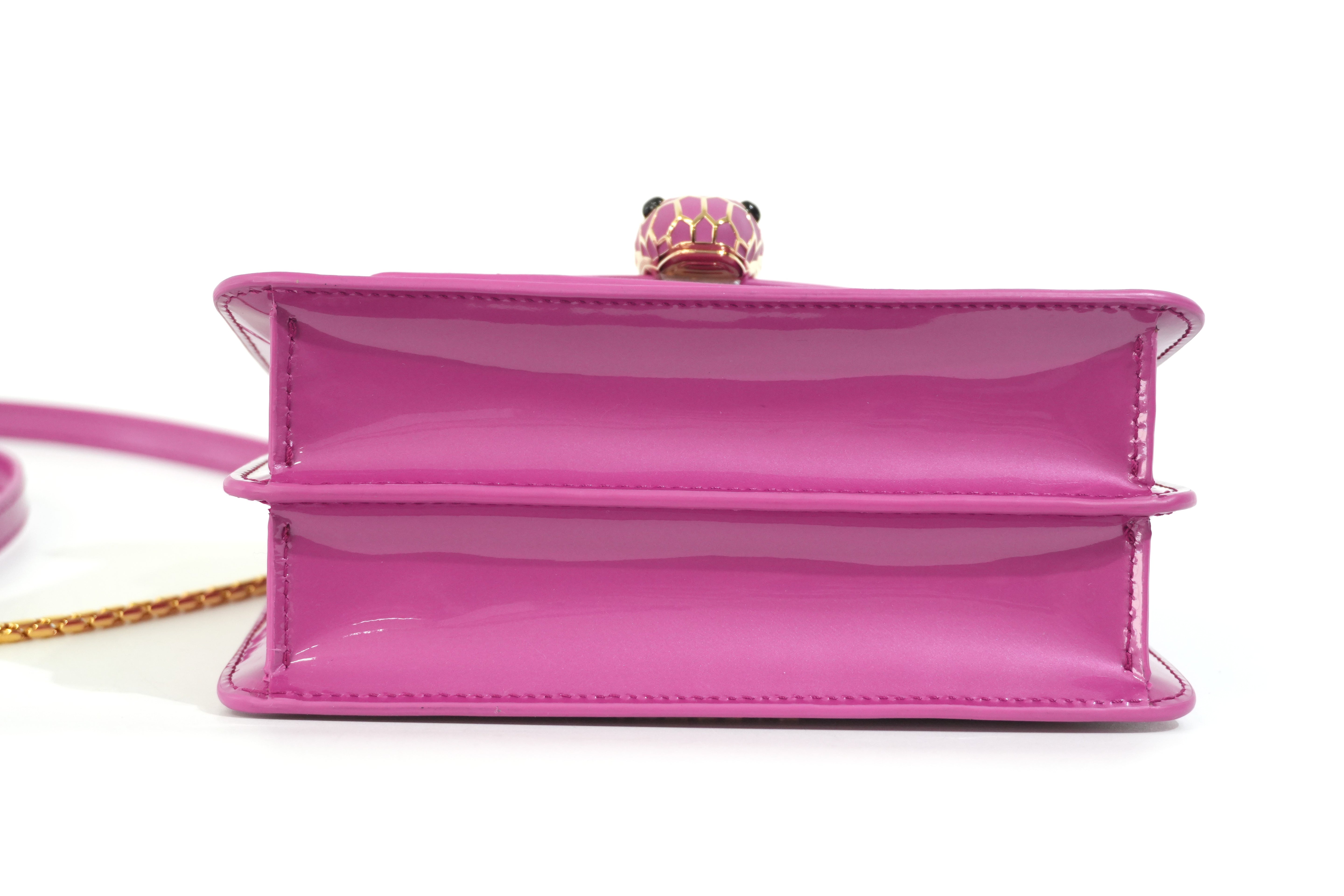 Pre-owned Bulgari Patent Serpenti Two Way Shoulder Bag Pink