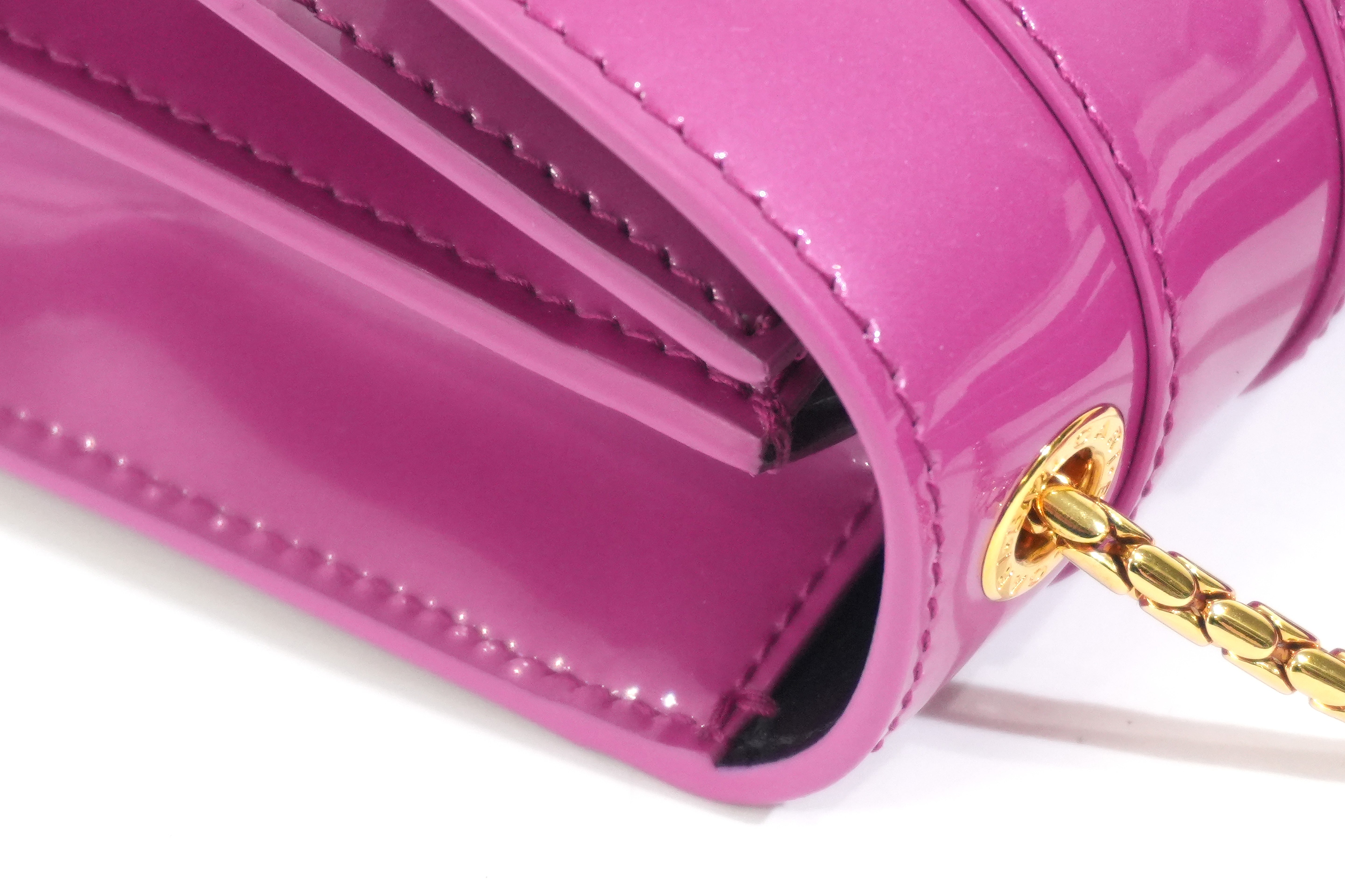 Pre-owned Bulgari Patent Serpenti Two Way Shoulder Bag Pink