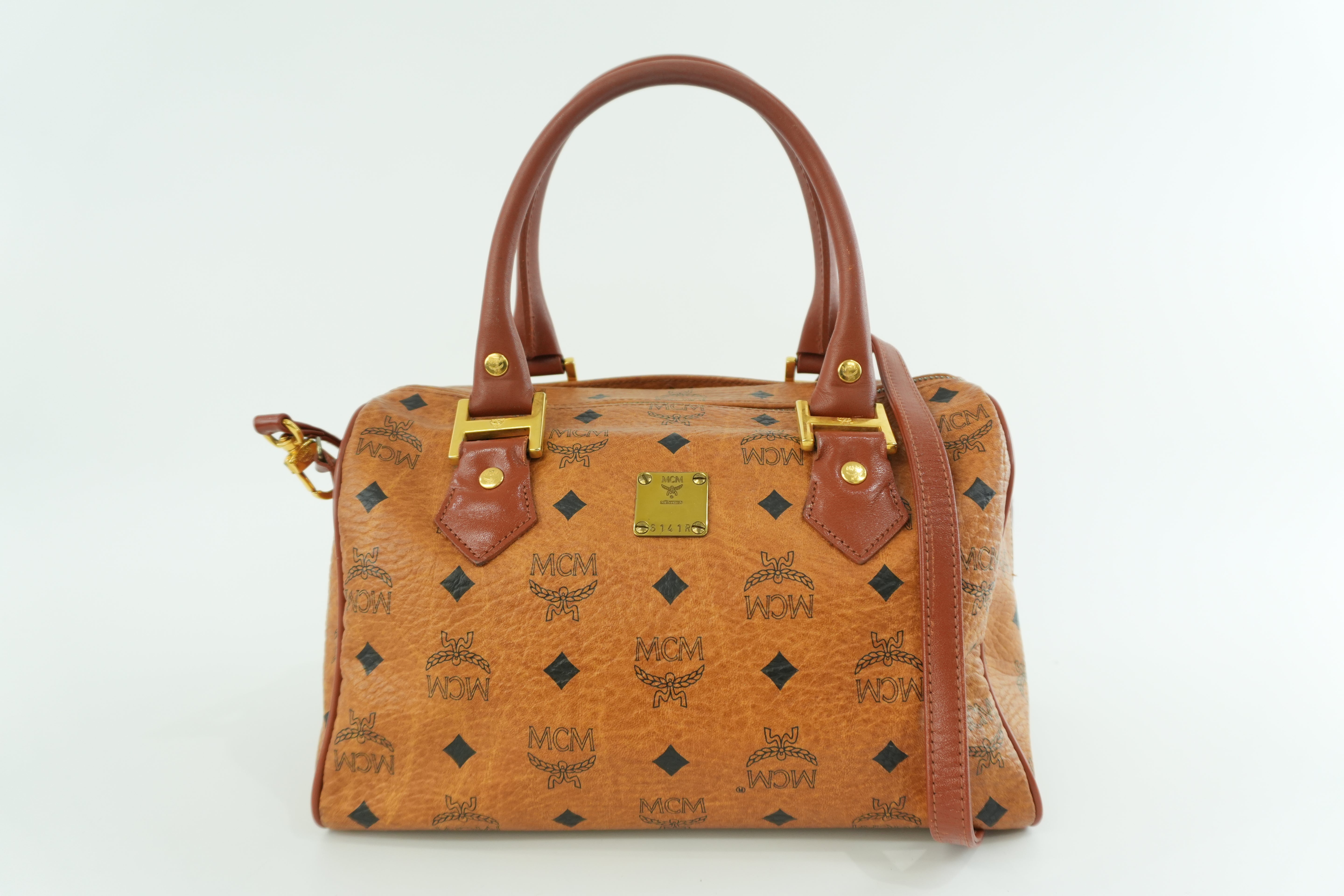 MCM Small Boston Bag Cognac Used