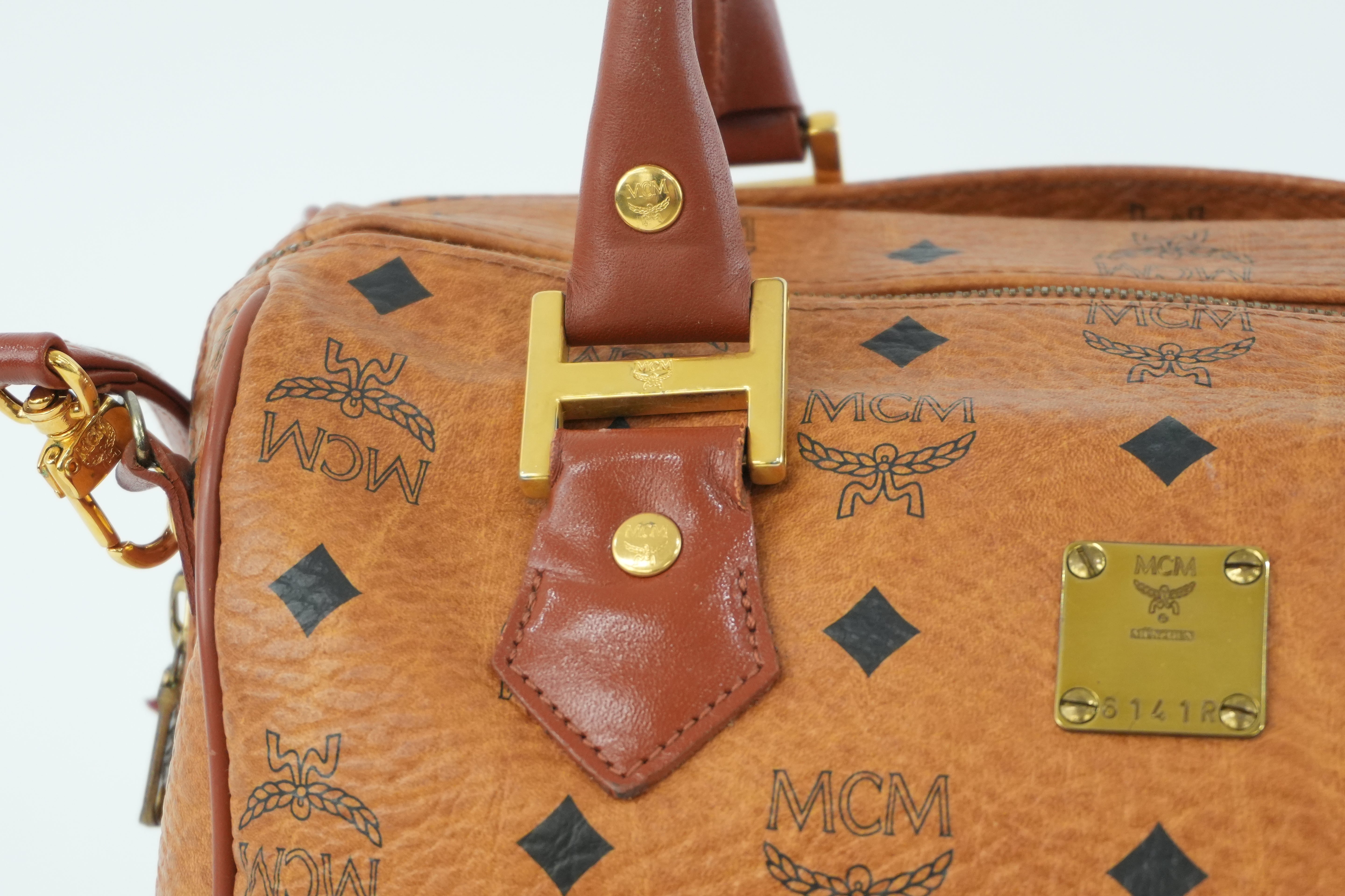 MCM Small Boston Bag Cognac Used