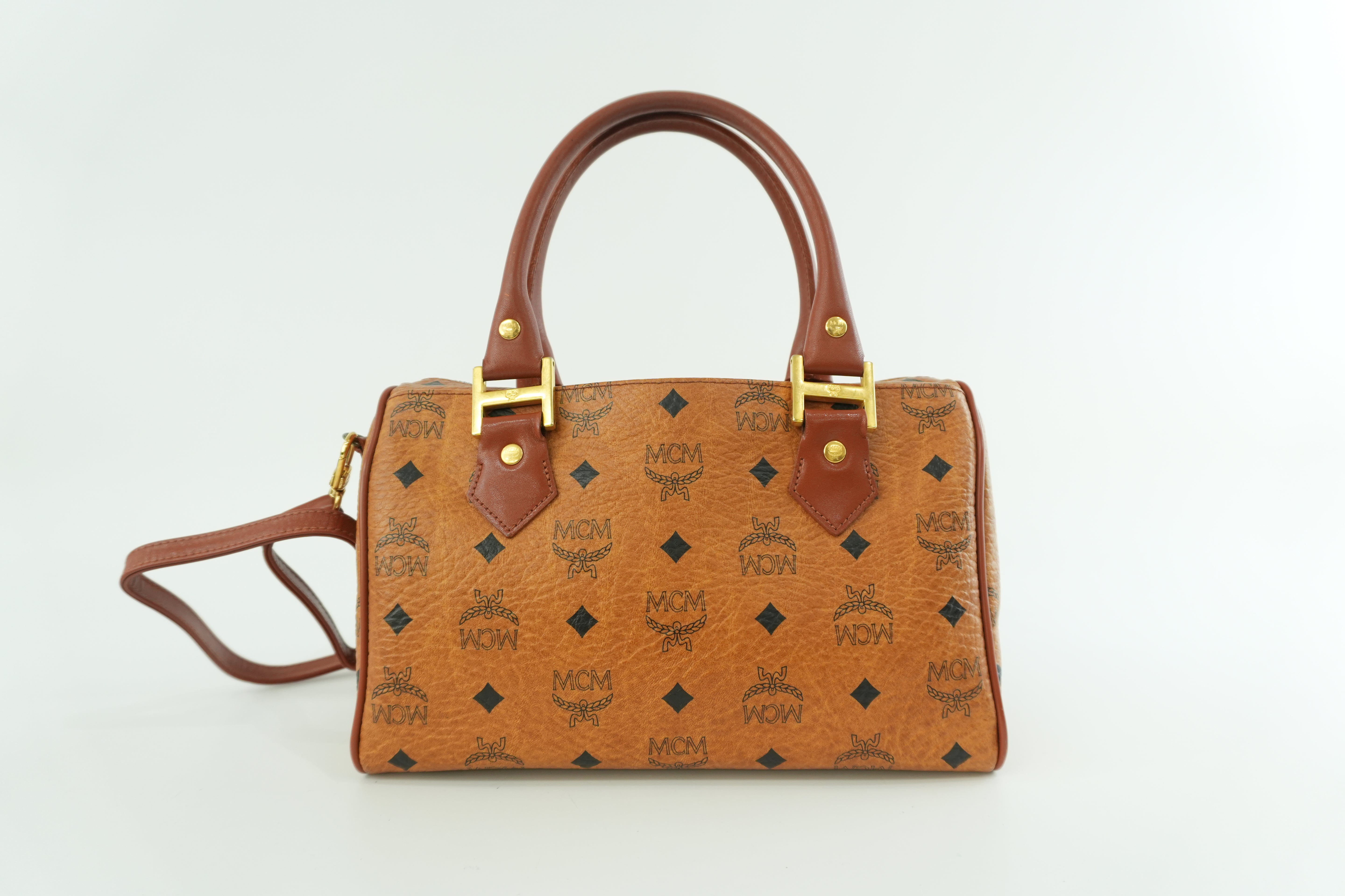 MCM Small Boston Bag Cognac Used