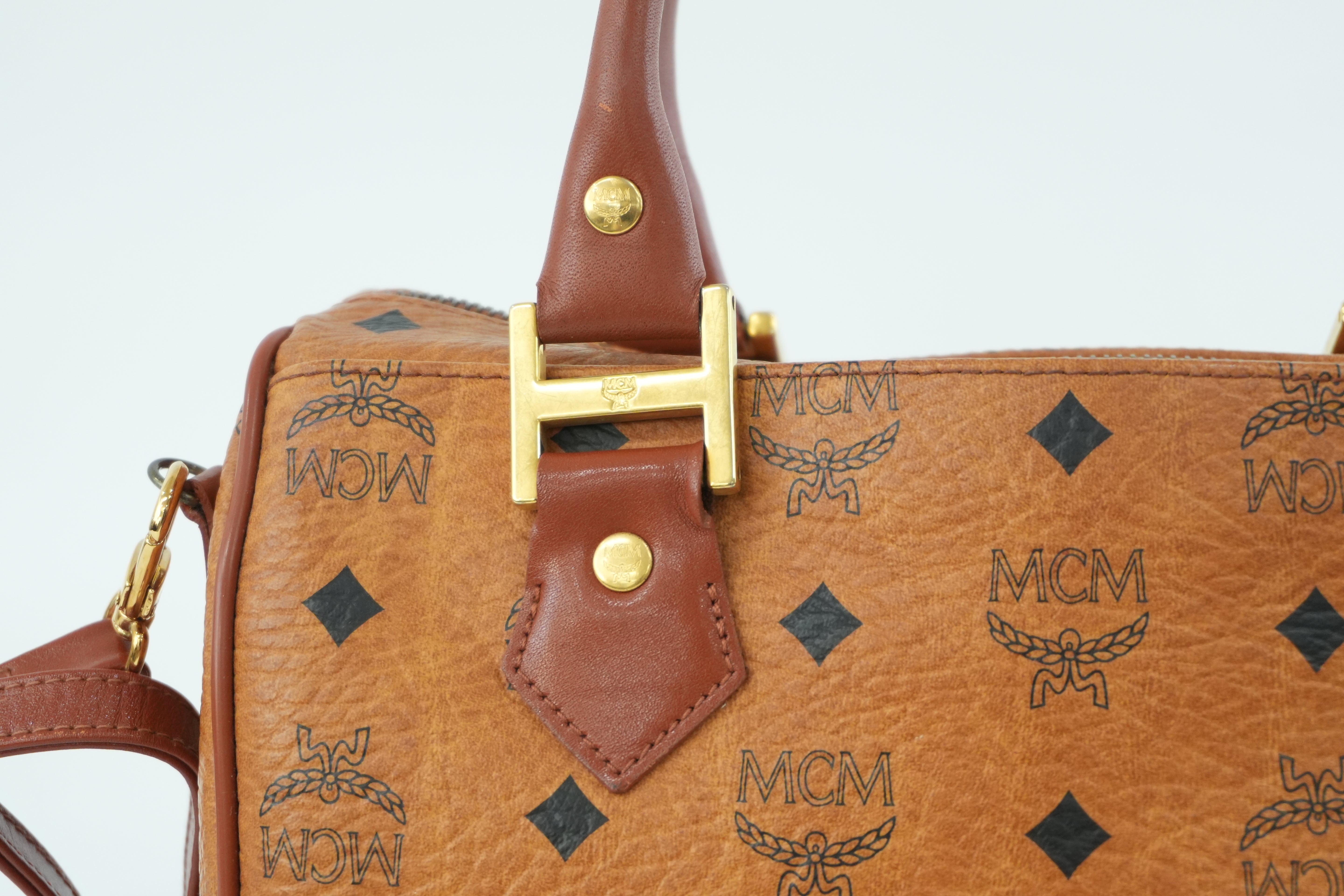 MCM Small Boston Bag Cognac Used