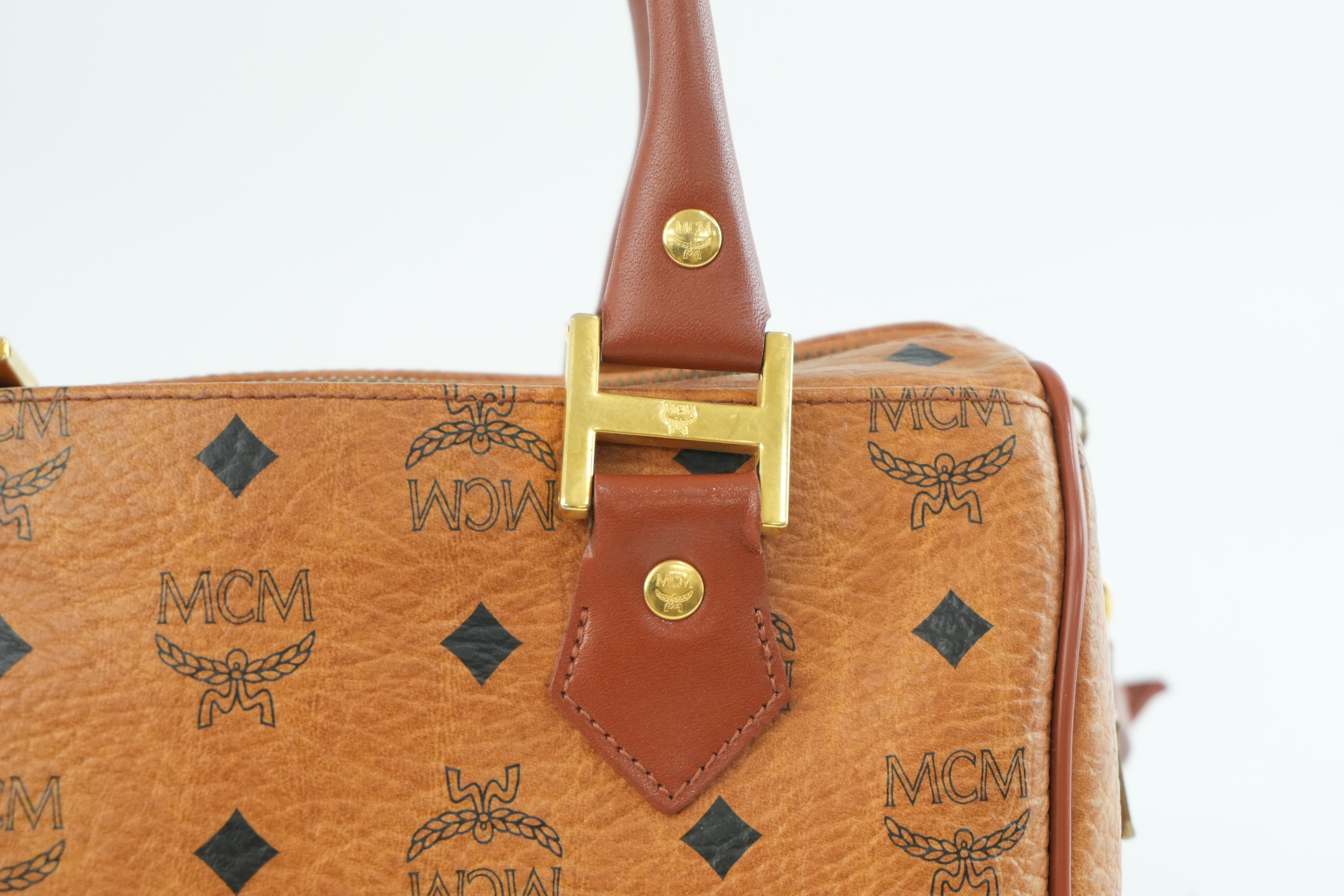 MCM Small Boston Bag Cognac Used