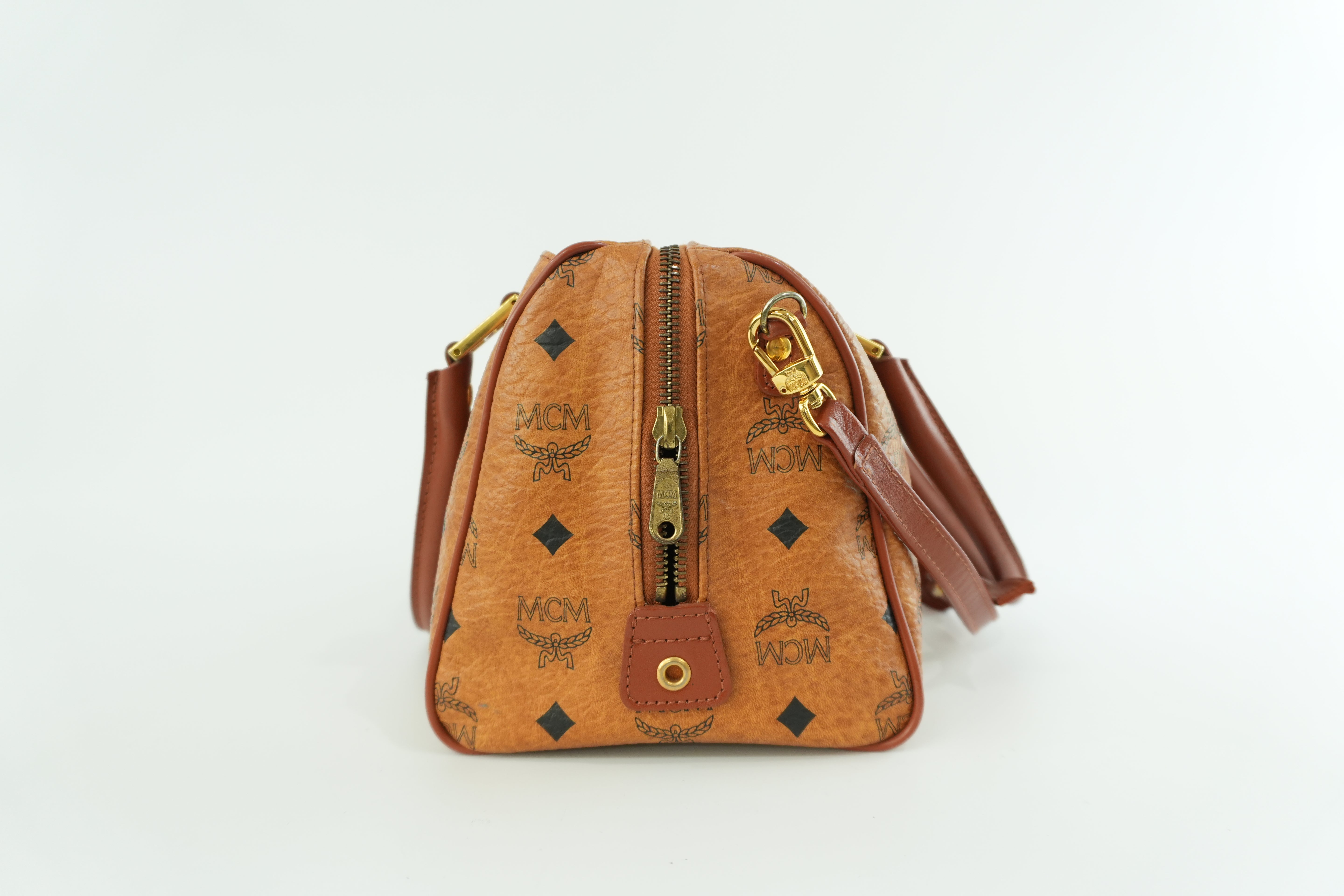 MCM Small Boston Bag Cognac Used