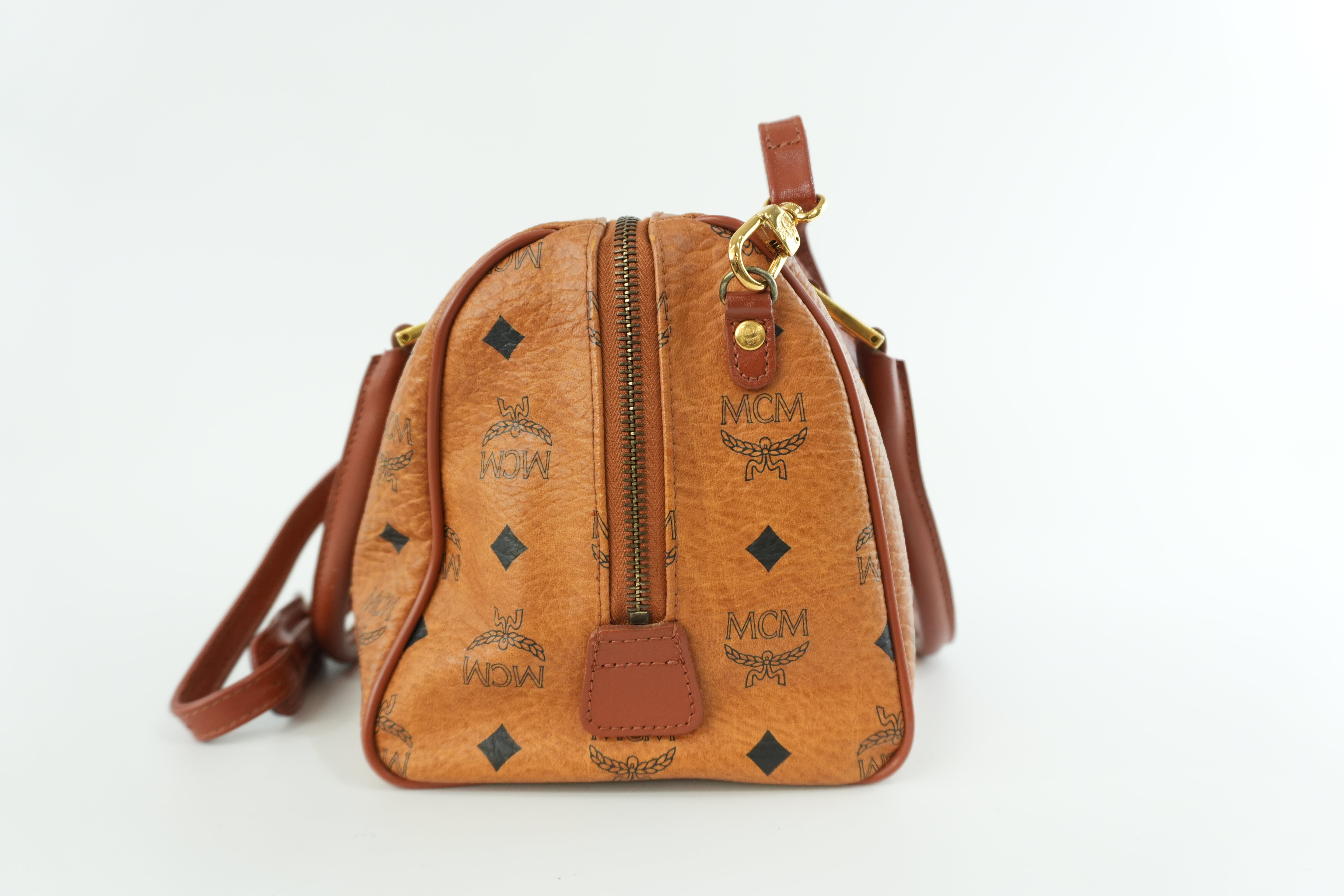 MCM Small Boston Bag Cognac Used