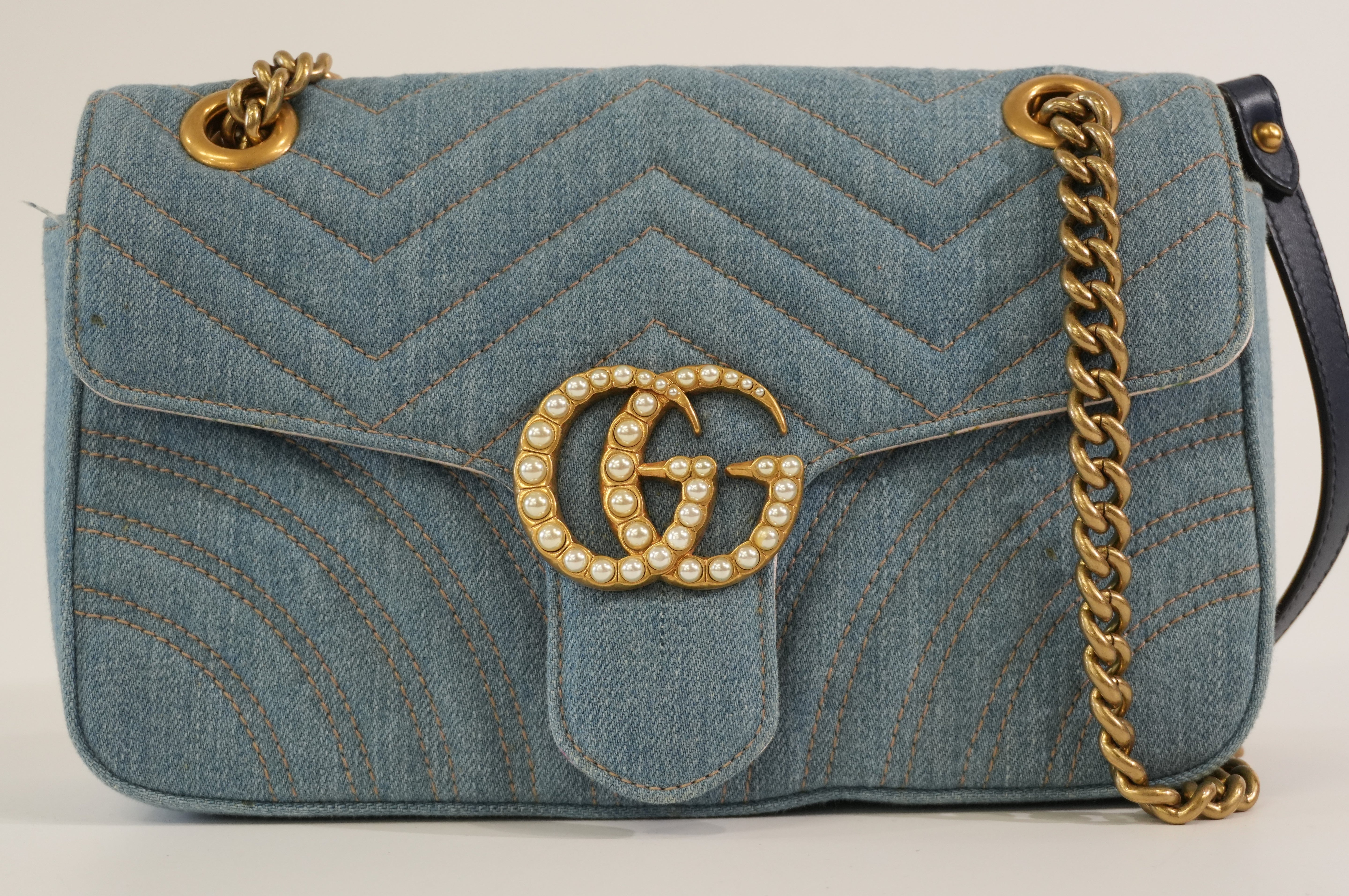 Pre-owned Gucci Marmont Shoulder Bag Denim