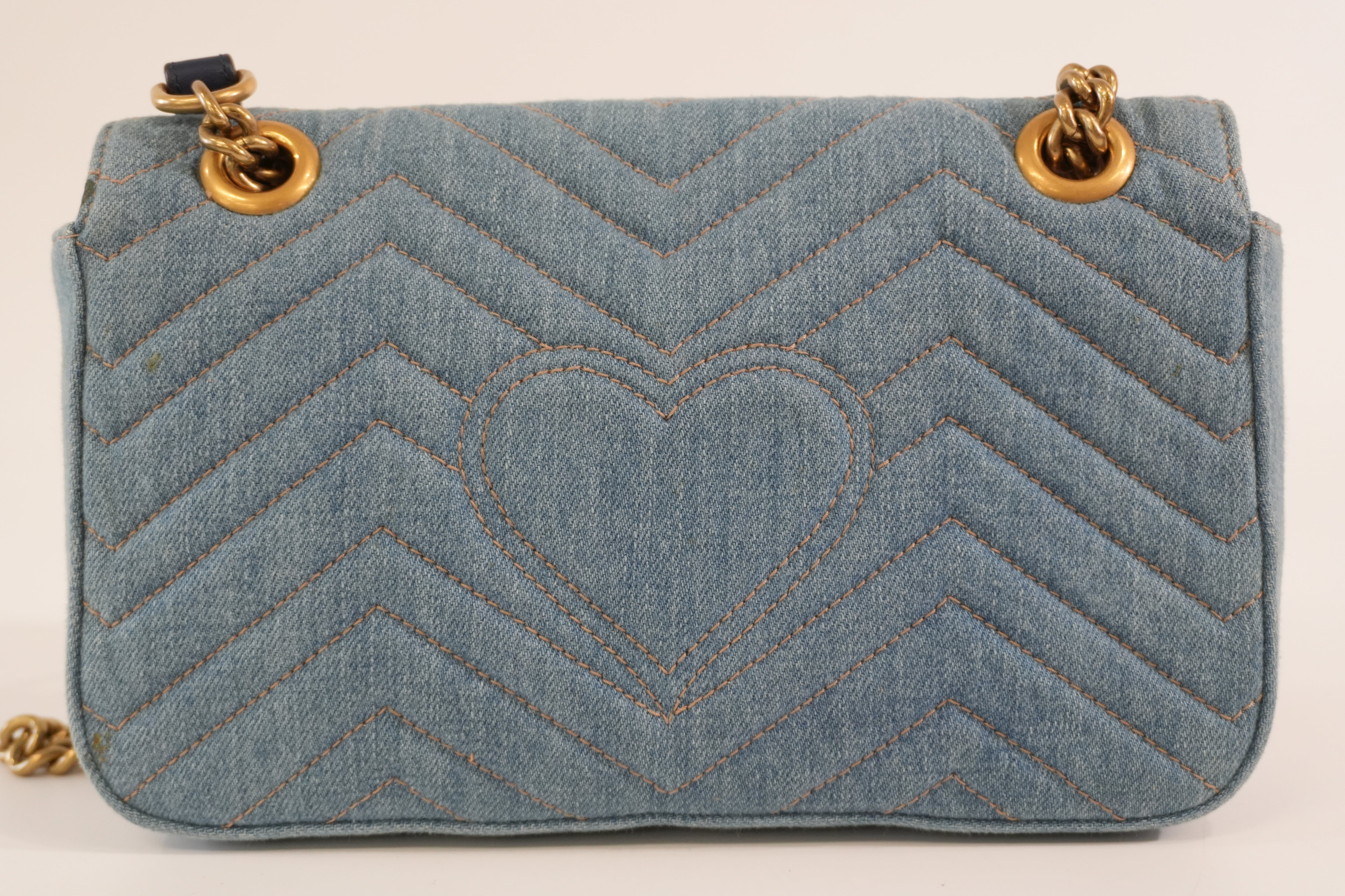 Pre-owned Gucci Marmont Shoulder Bag Denim