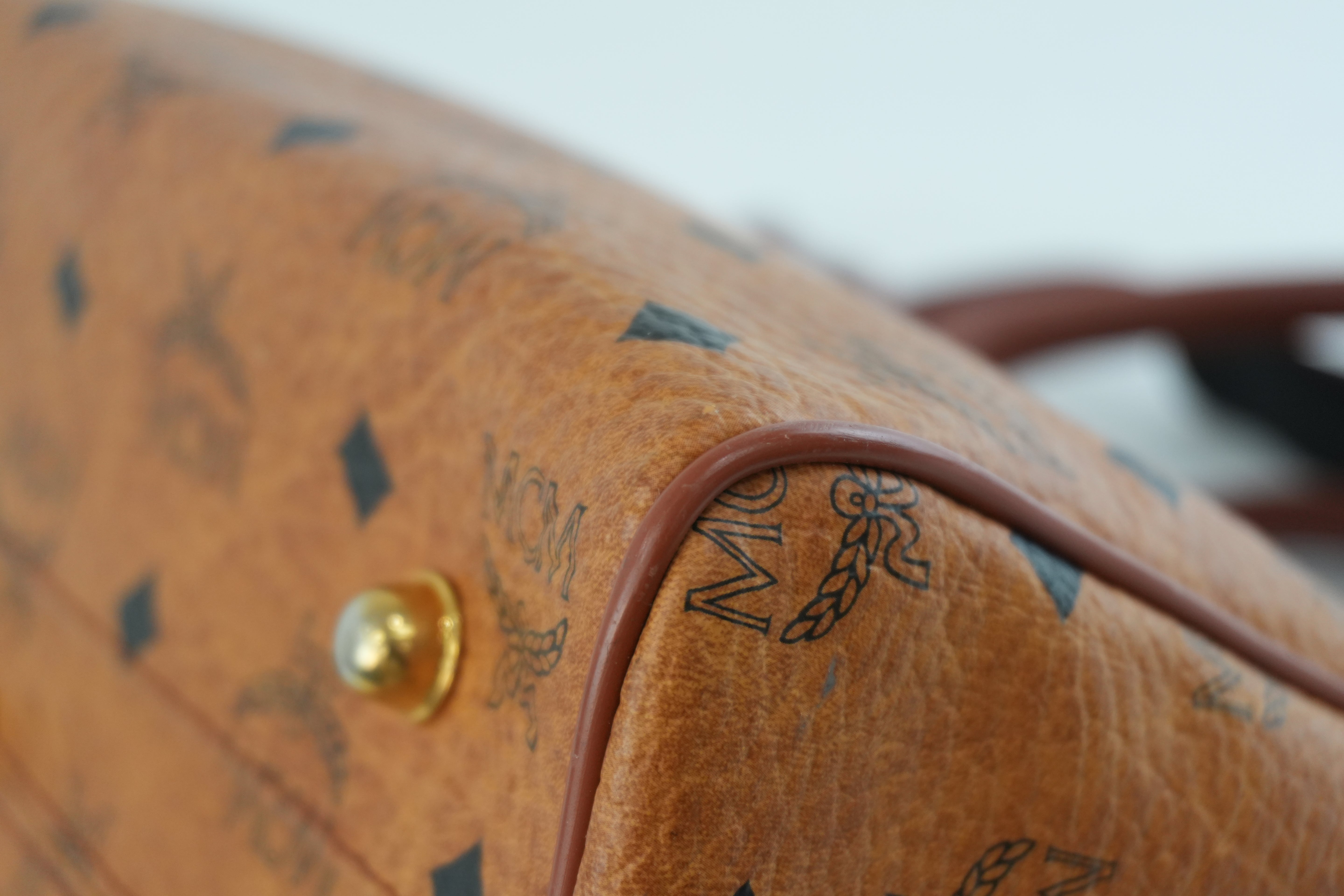 MCM Small Boston Bag Cognac Used