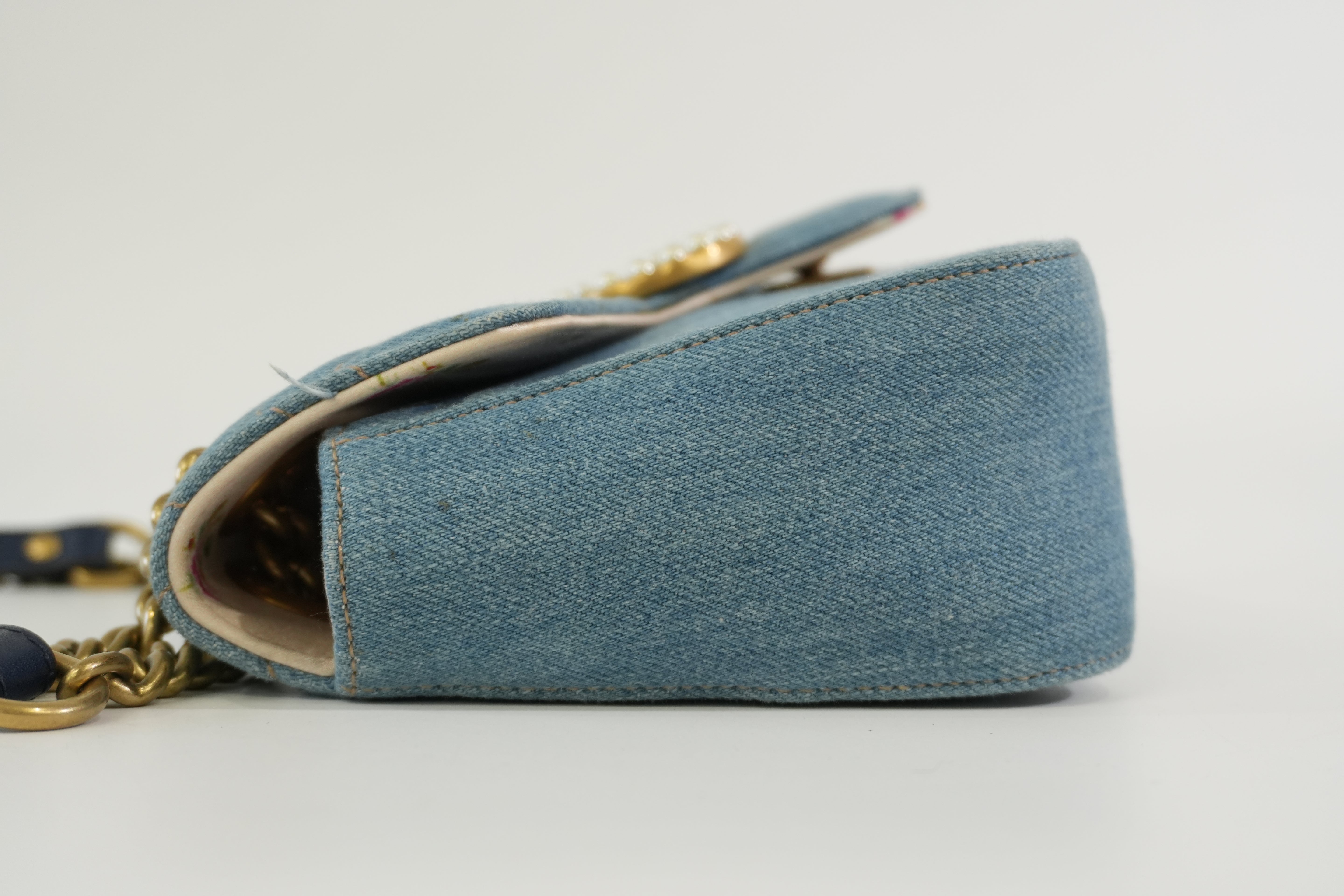 Pre-owned Gucci Marmont Shoulder Bag Denim