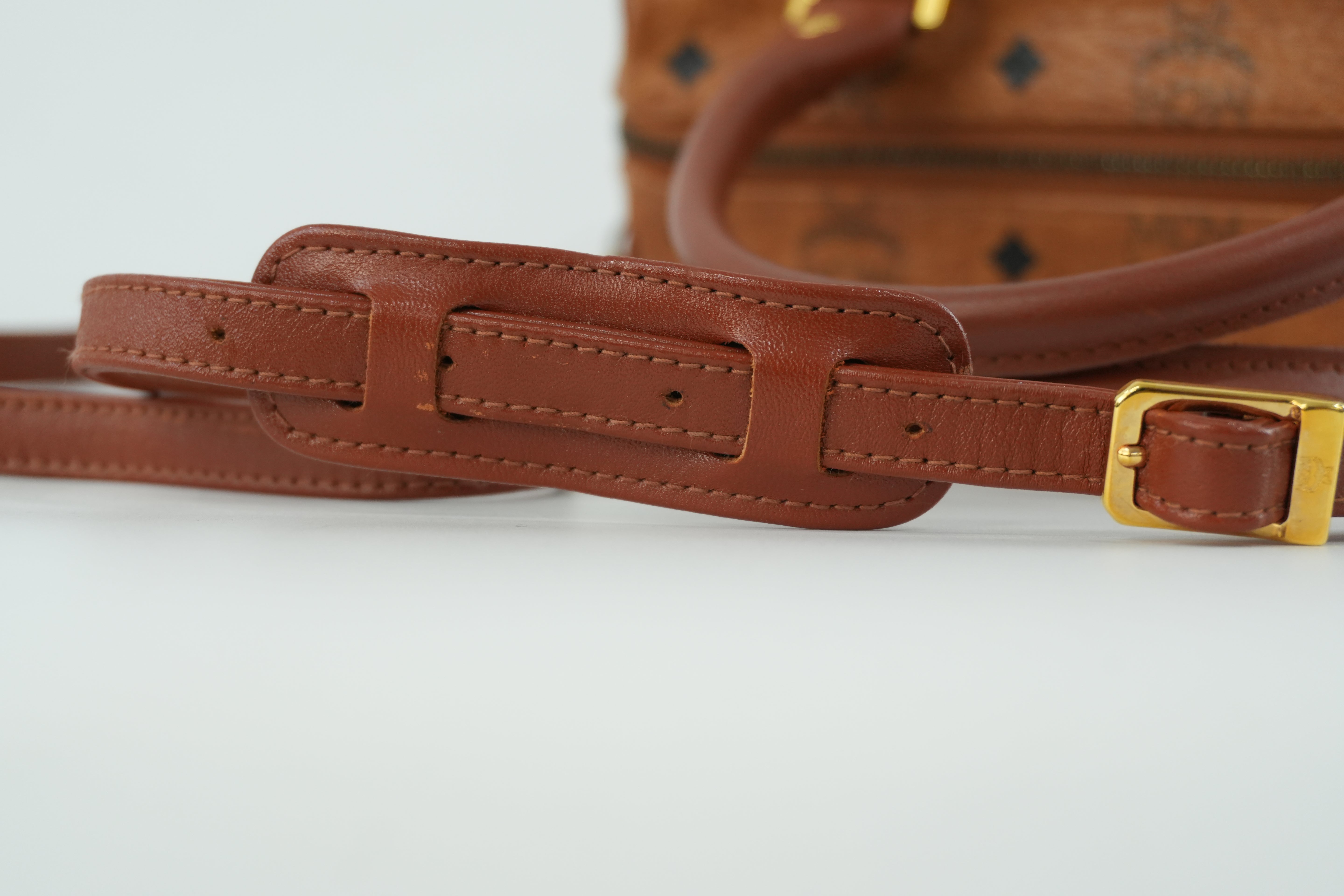 MCM Small Boston Bag Cognac Used