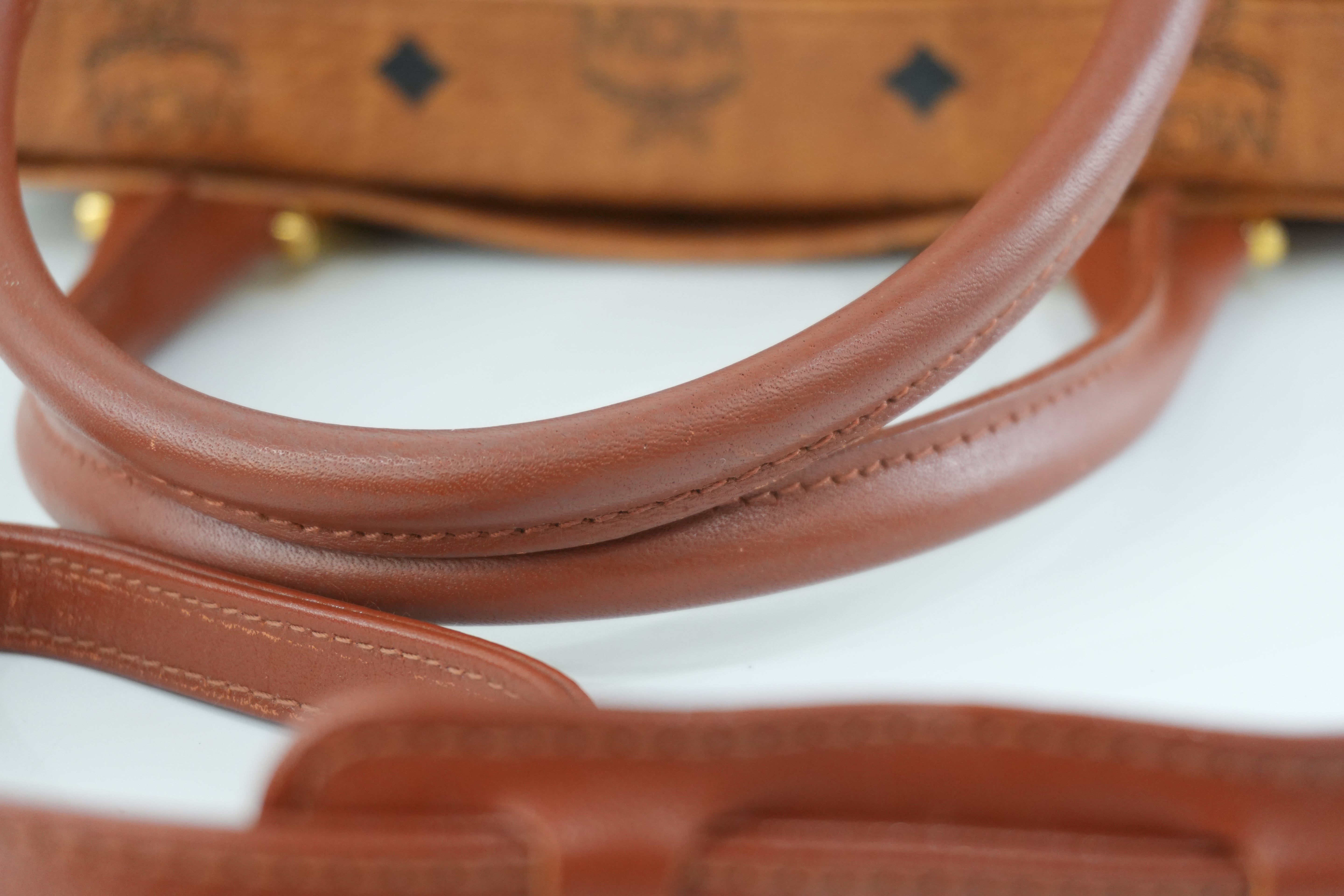 MCM Small Boston Bag Cognac Used