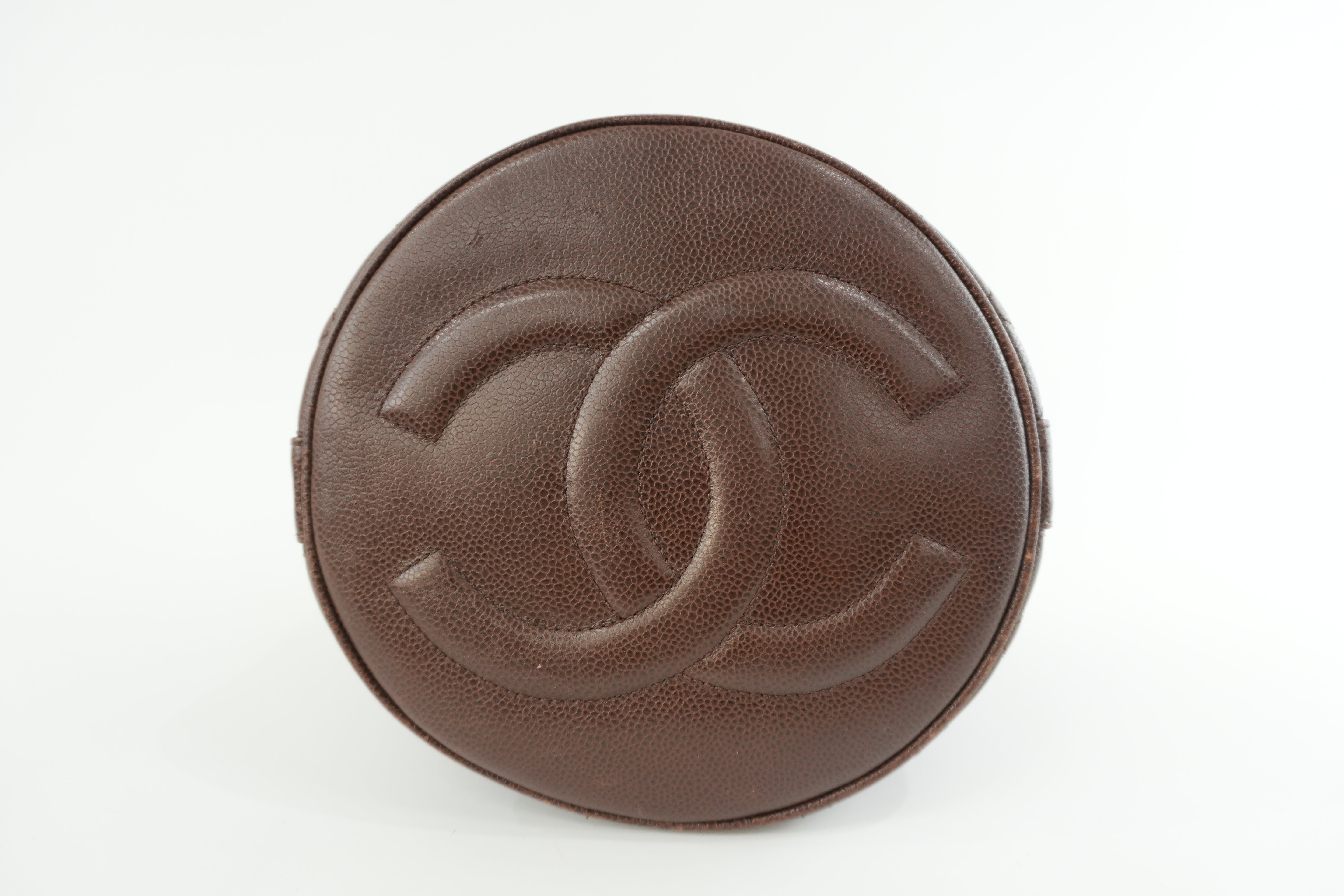 Chanel Caviar Skin Chain Shoulder Bag Bucket Shoulder Bag Brown Used