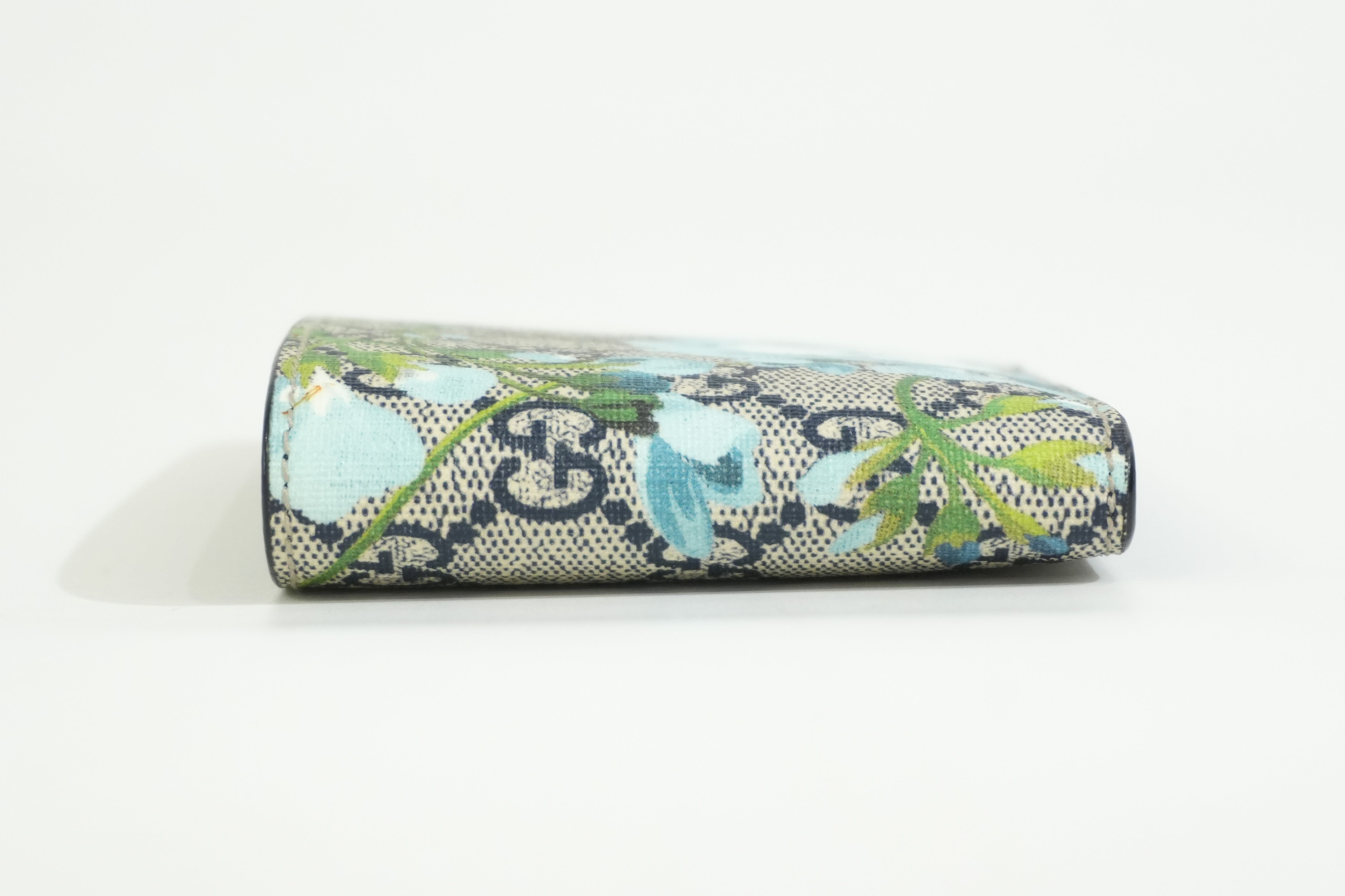 Pre-owned Gucci Blooms Bilfold Wallet Blue
