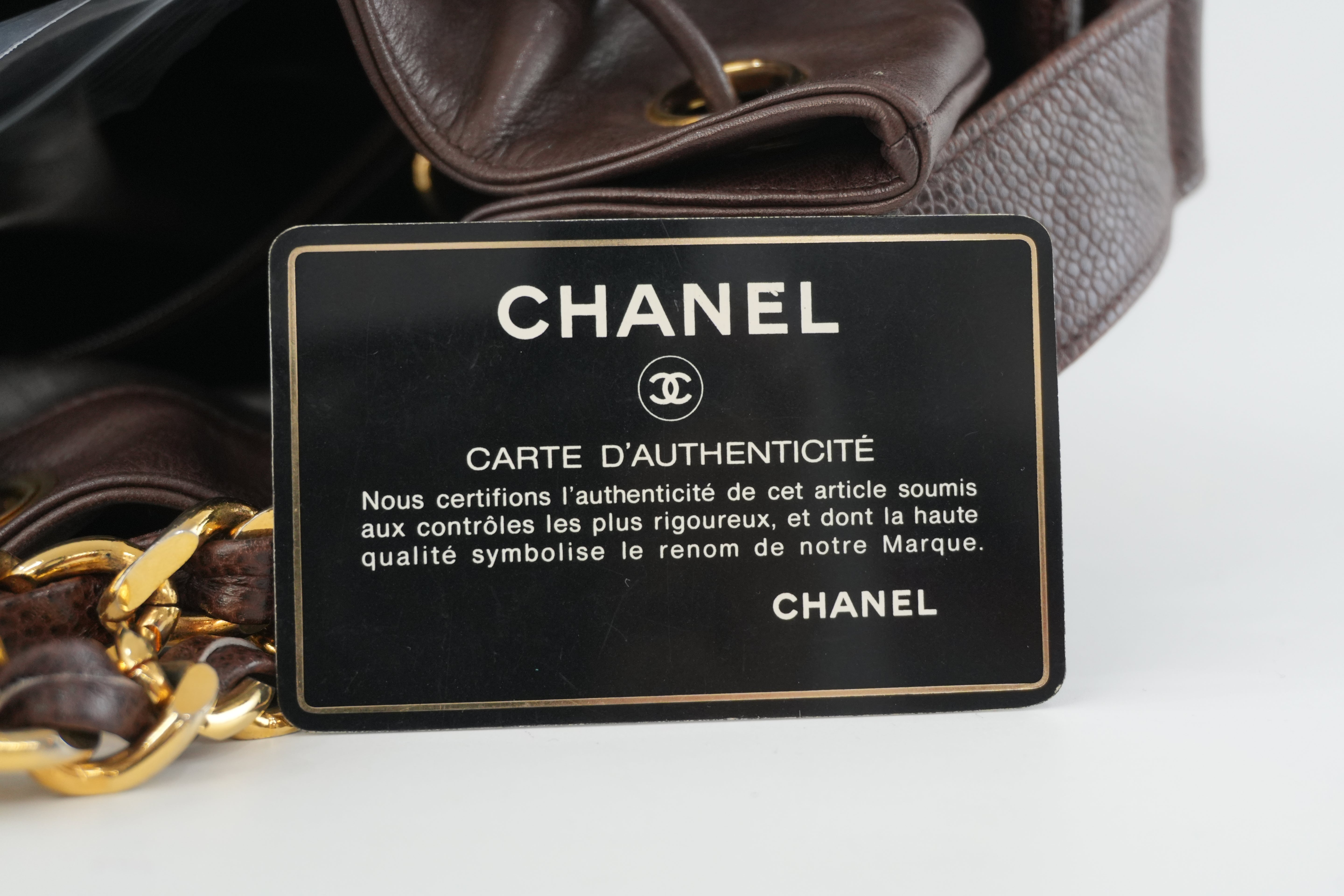 Chanel Caviar Skin Chain Shoulder Bag Bucket Shoulder Bag Brown Used