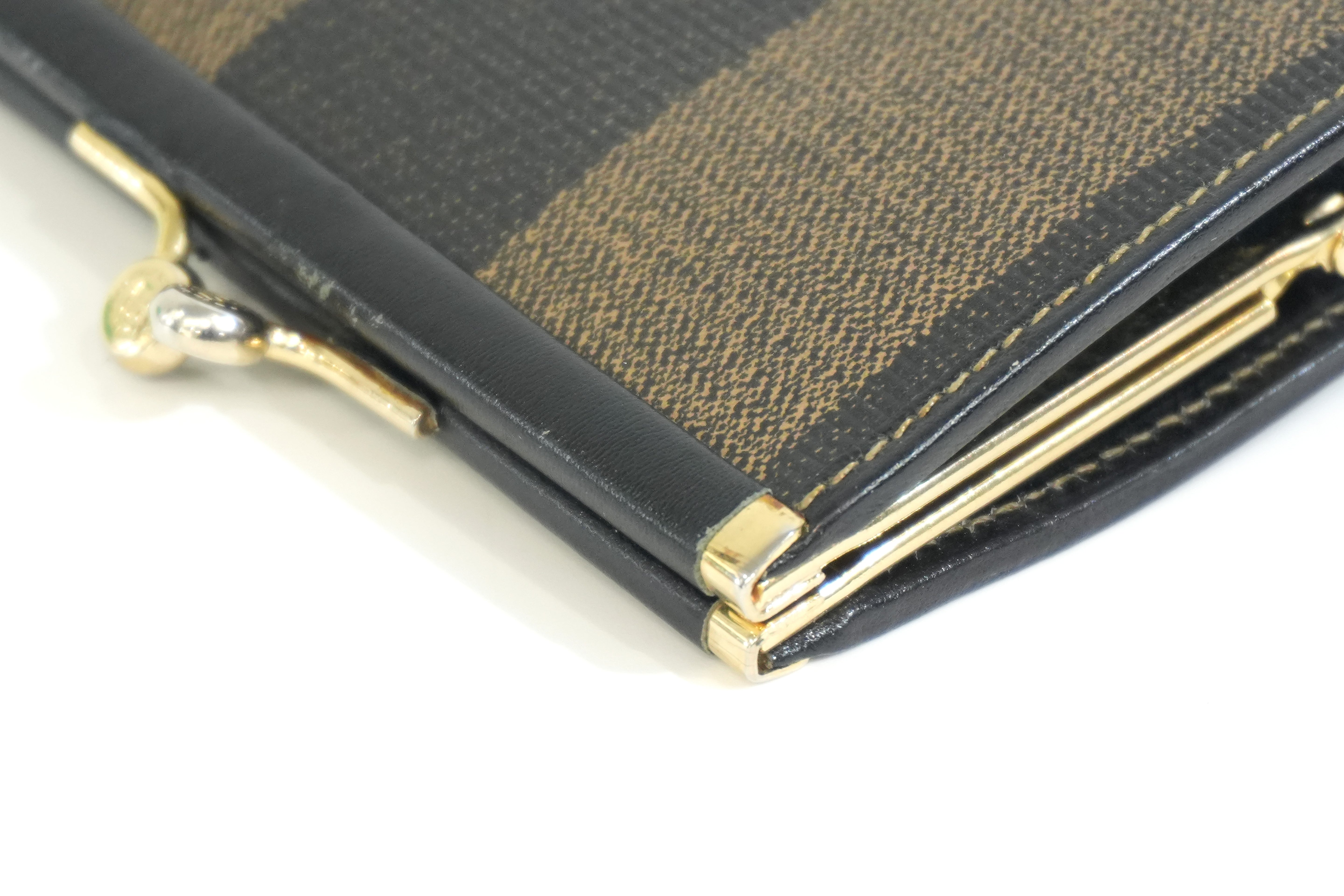 Pre-owned Fendi Pequin Coin Case Brown