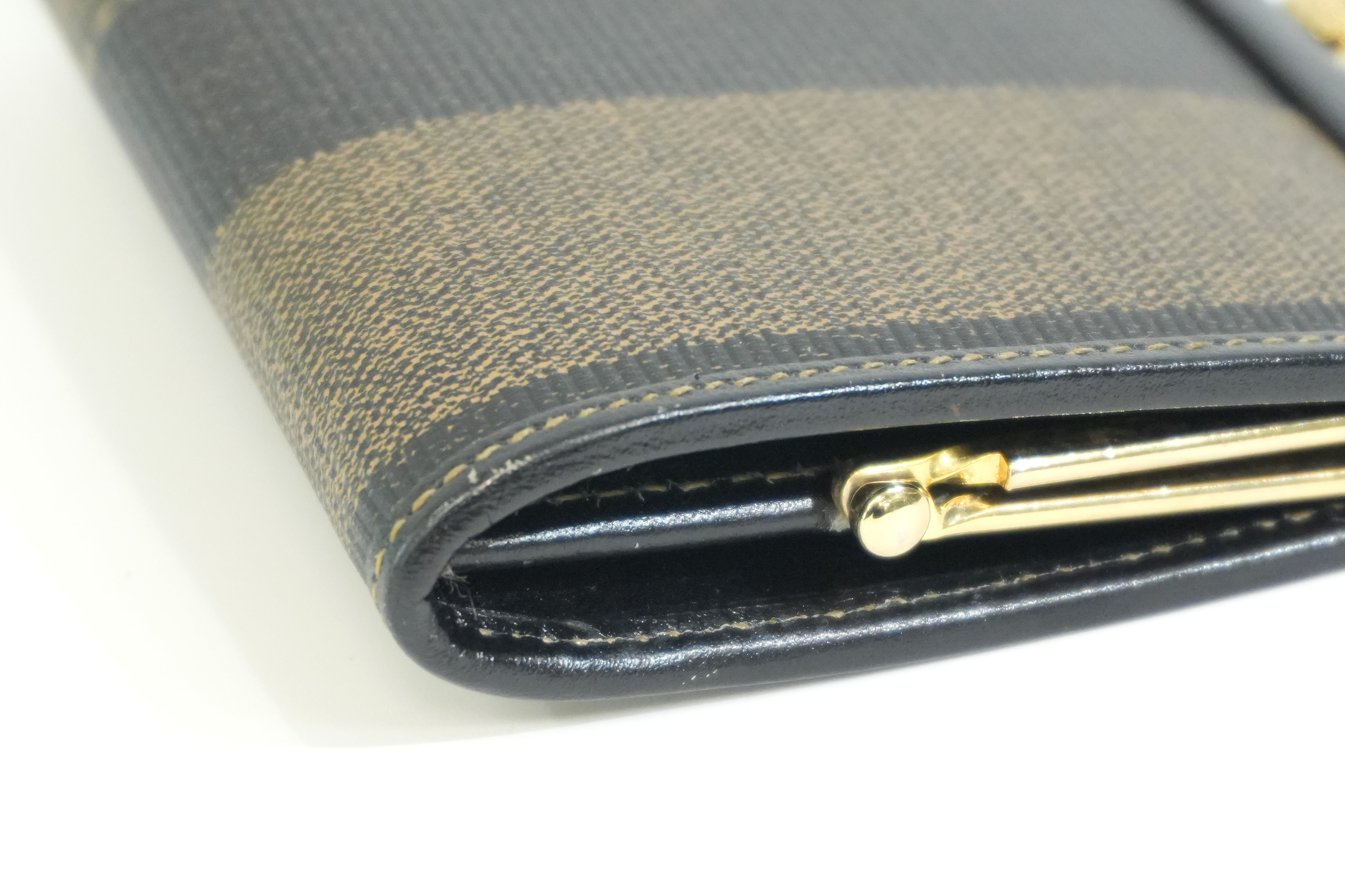 Pre-owned Fendi Pequin Coin Case Brown