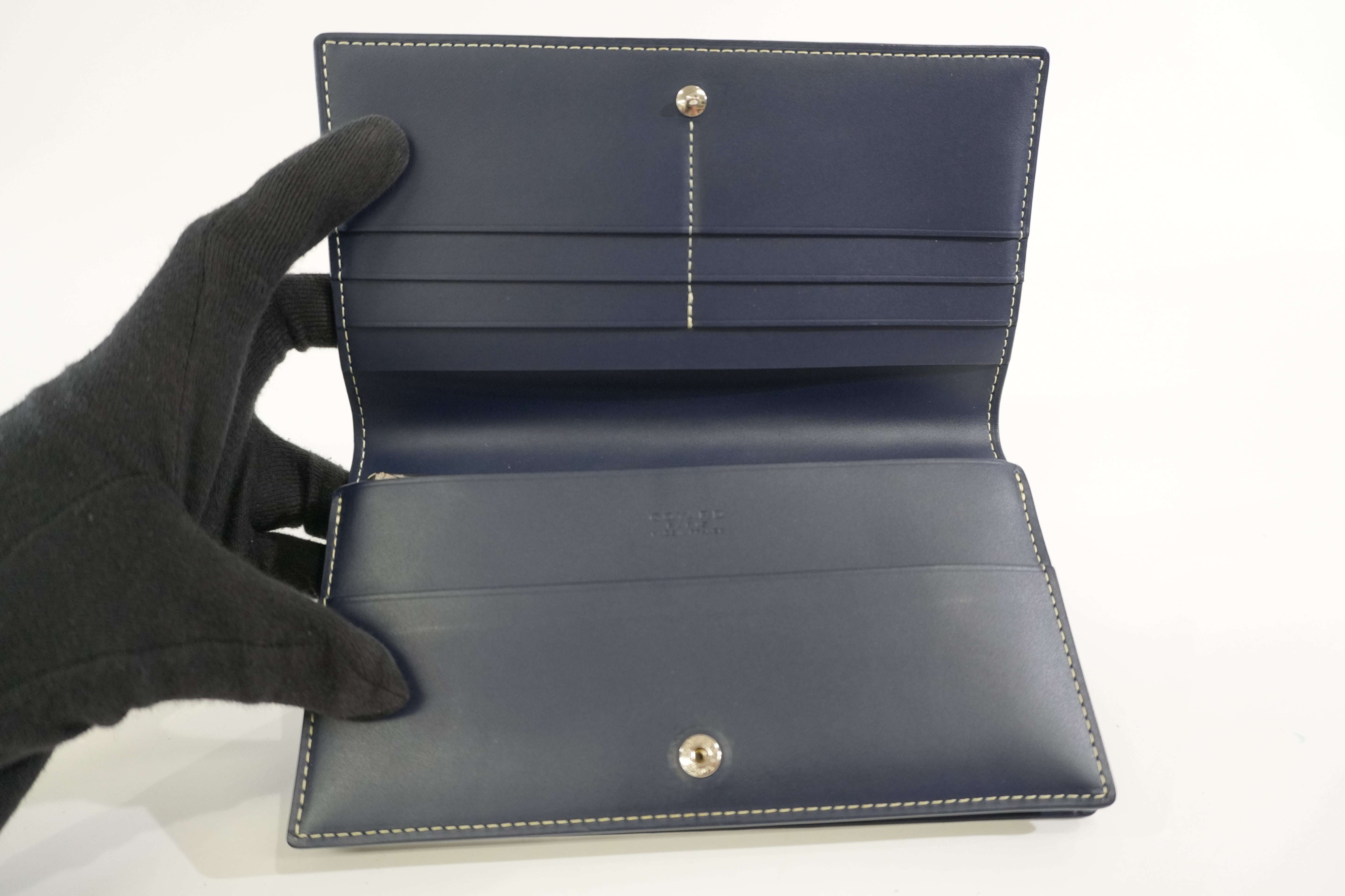 Pre-owned Goyard Long Wallet Navy Blue