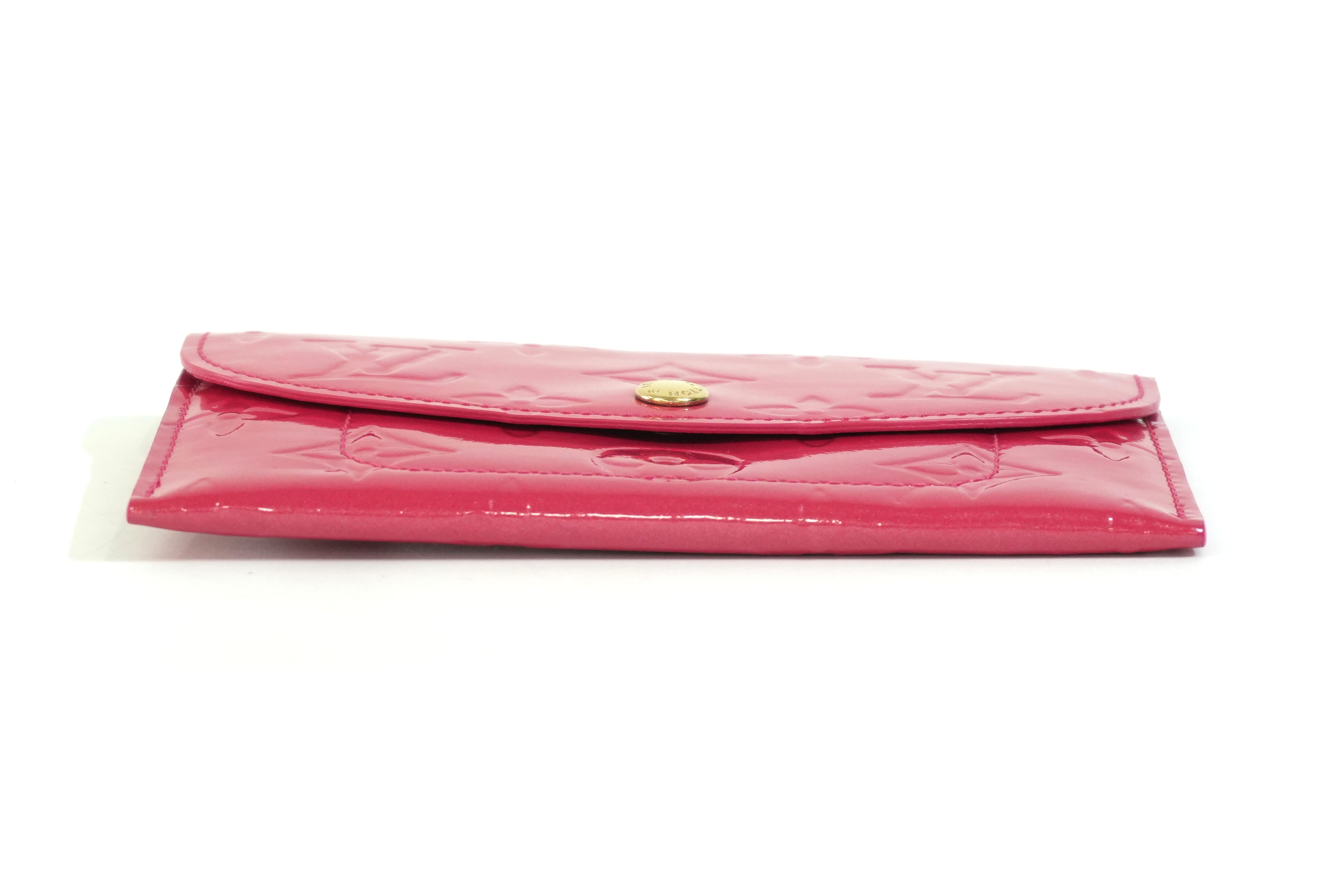 Pre-owned Louis Vuitton Vernis Envelope Plate Wallet Pink