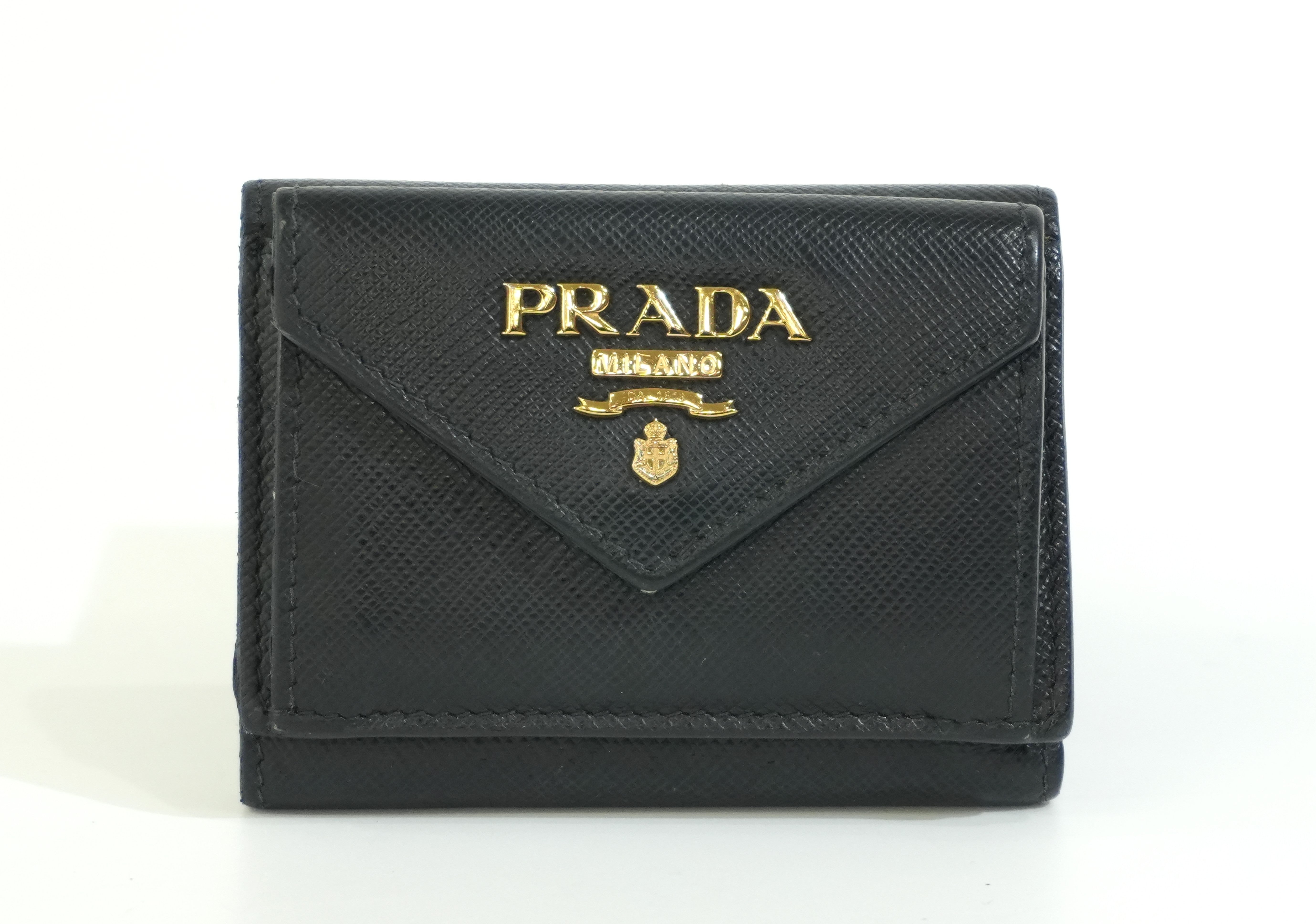 Pre-owned Prada Compact Wallet Black