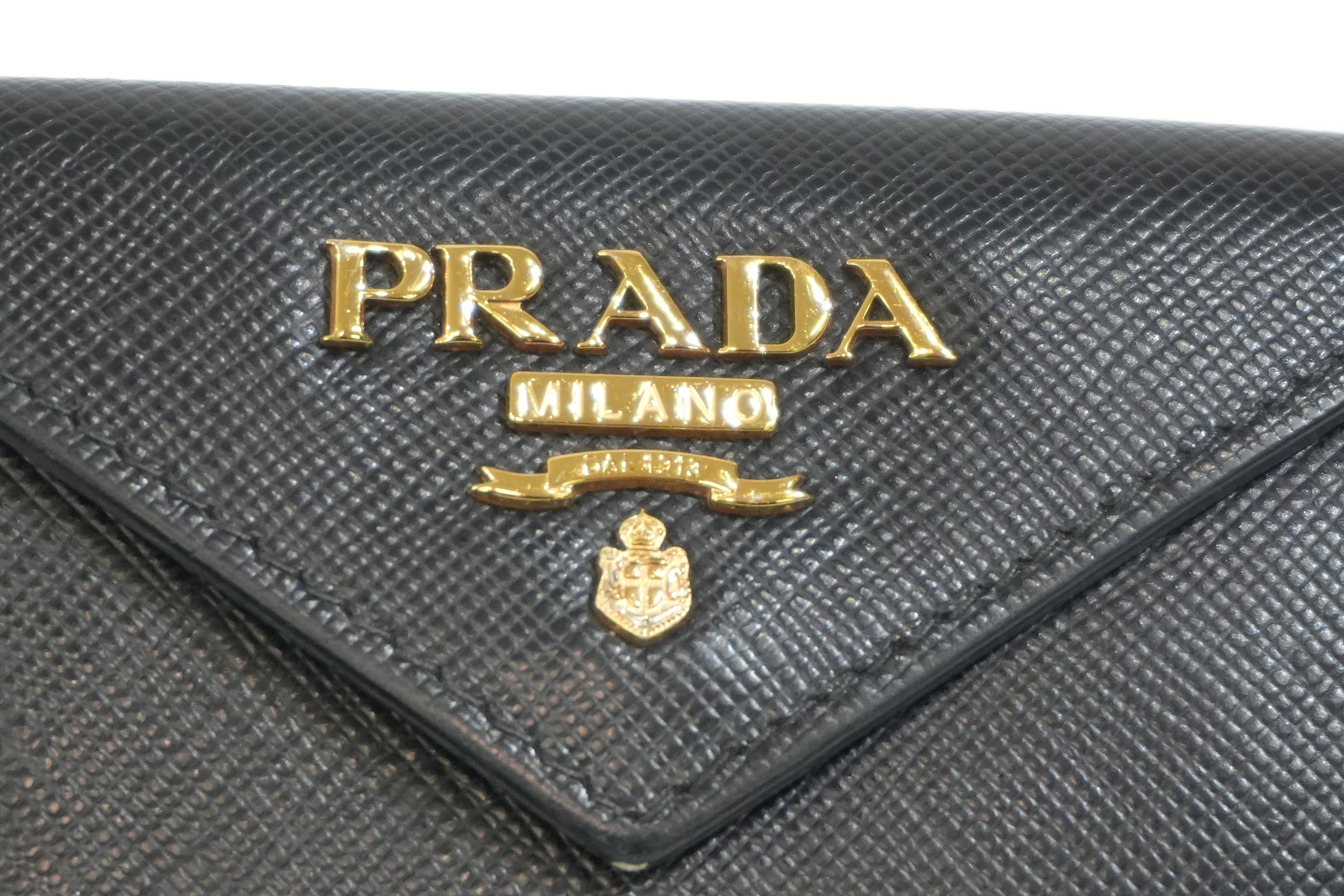 Pre-owned Prada Compact Wallet Black