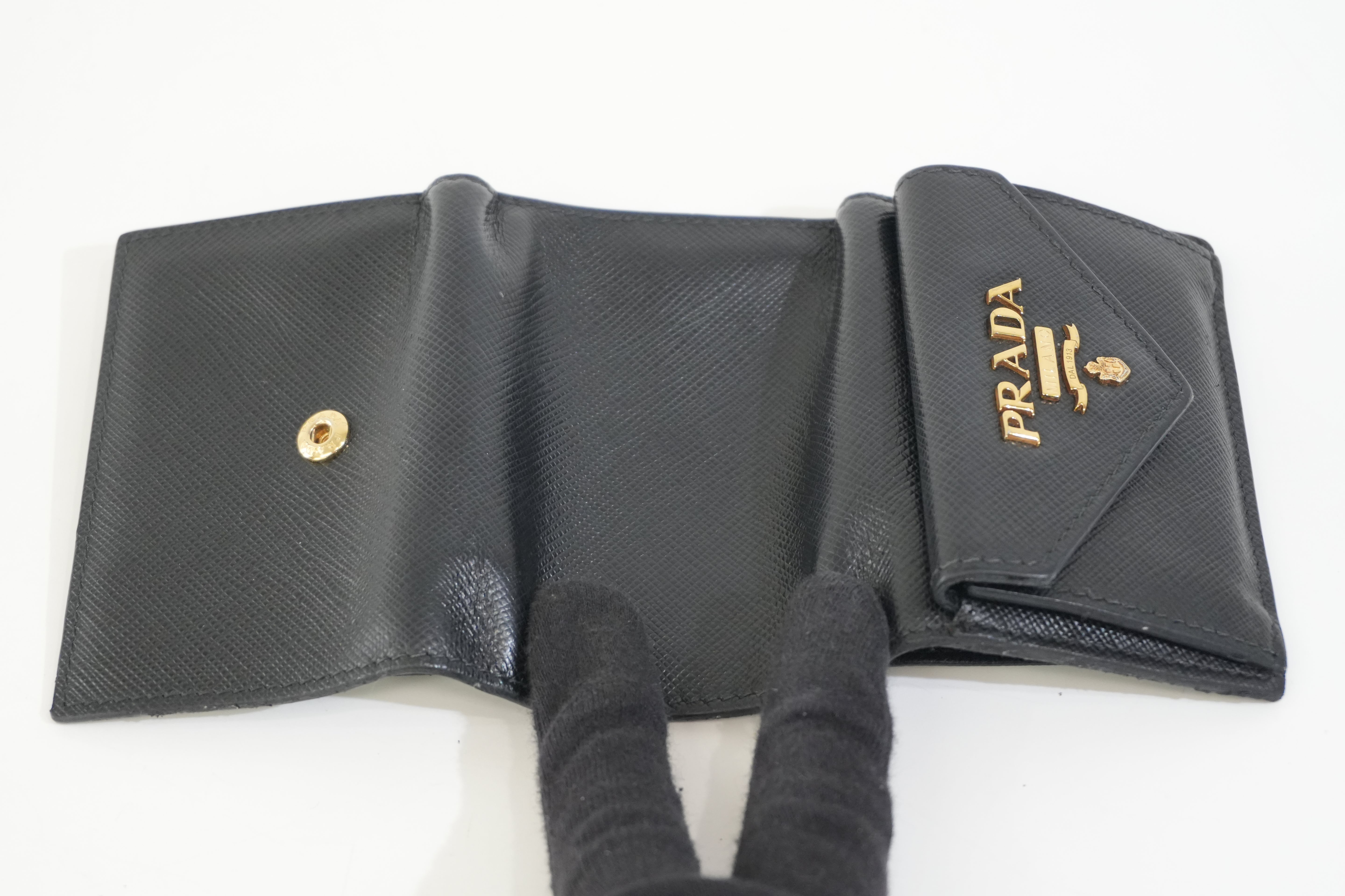 Pre-owned Prada Compact Wallet Black