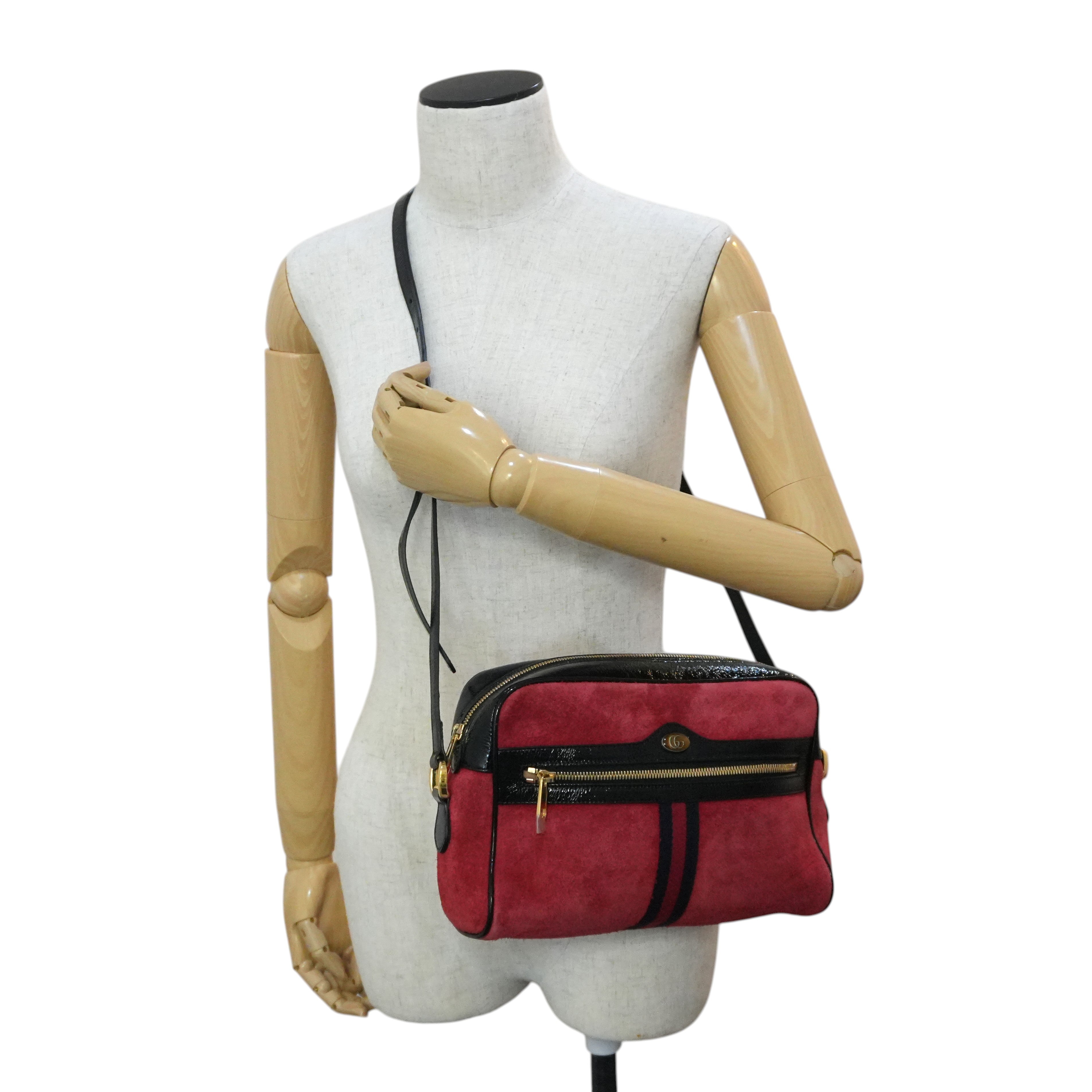 Pre-owned Gucci Suede Ophidia Crossbody Bag Red