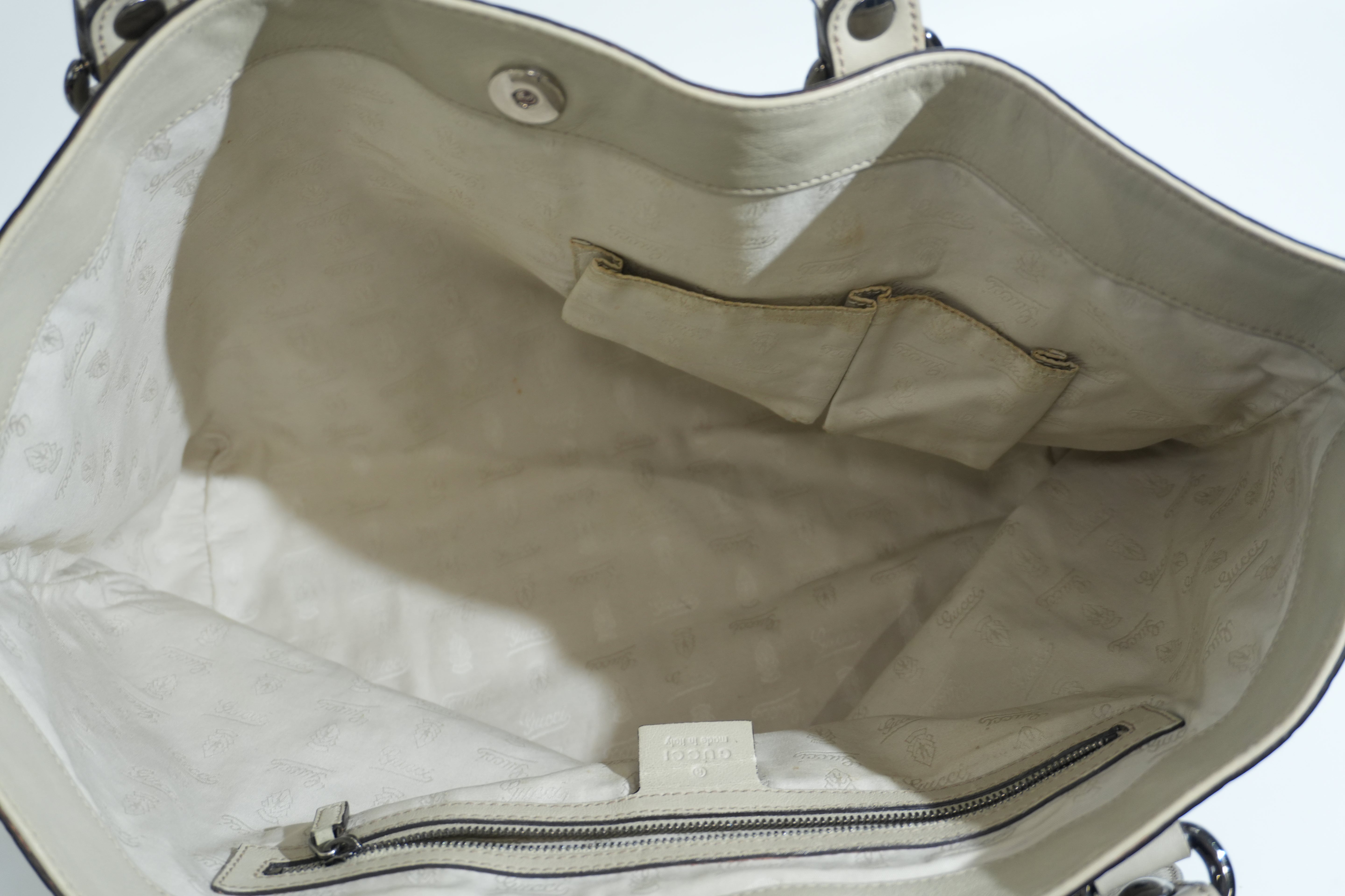Pre-owned Gucci Guccisima Icon Bit Tote Bag Ivory