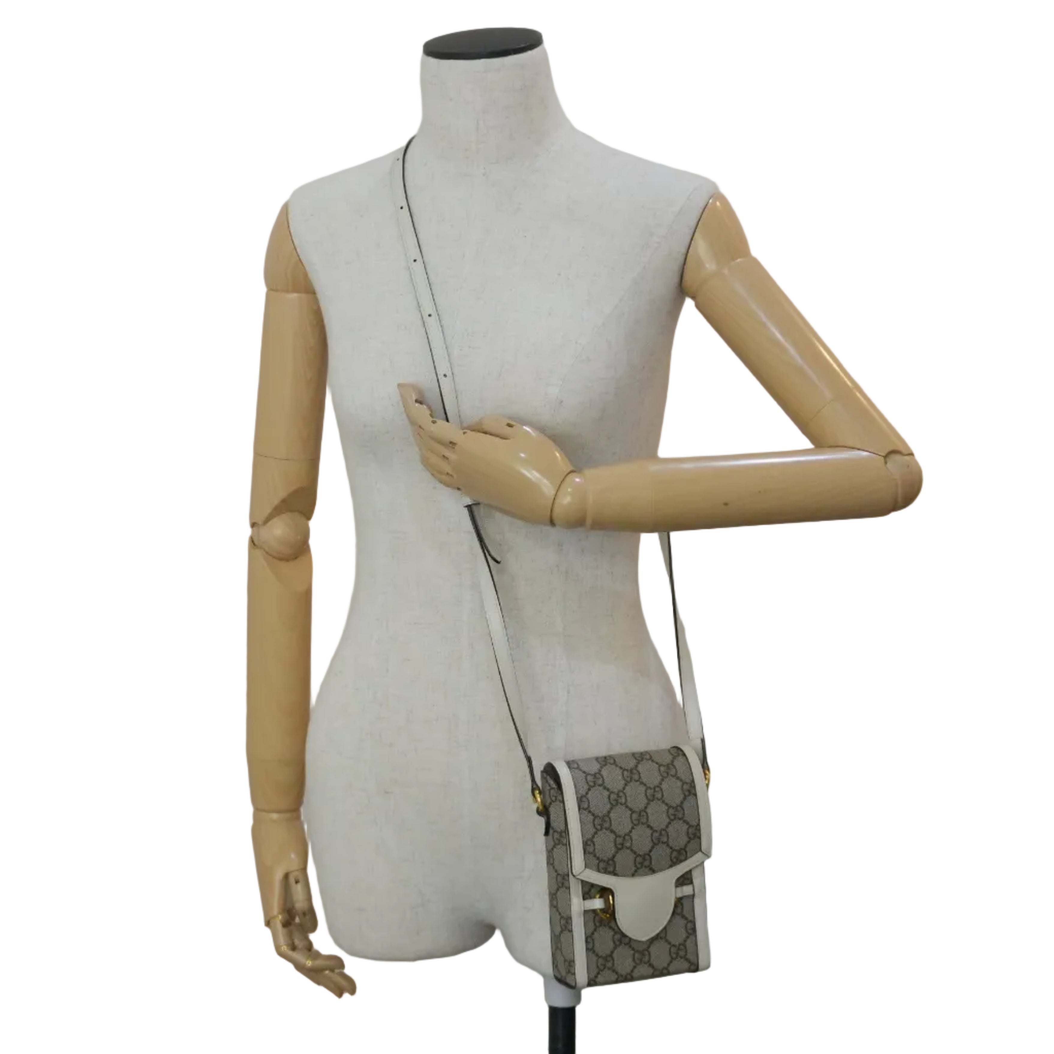 Pre-owned Gucci Horsebit Mini Vertical Shoulder Bag White