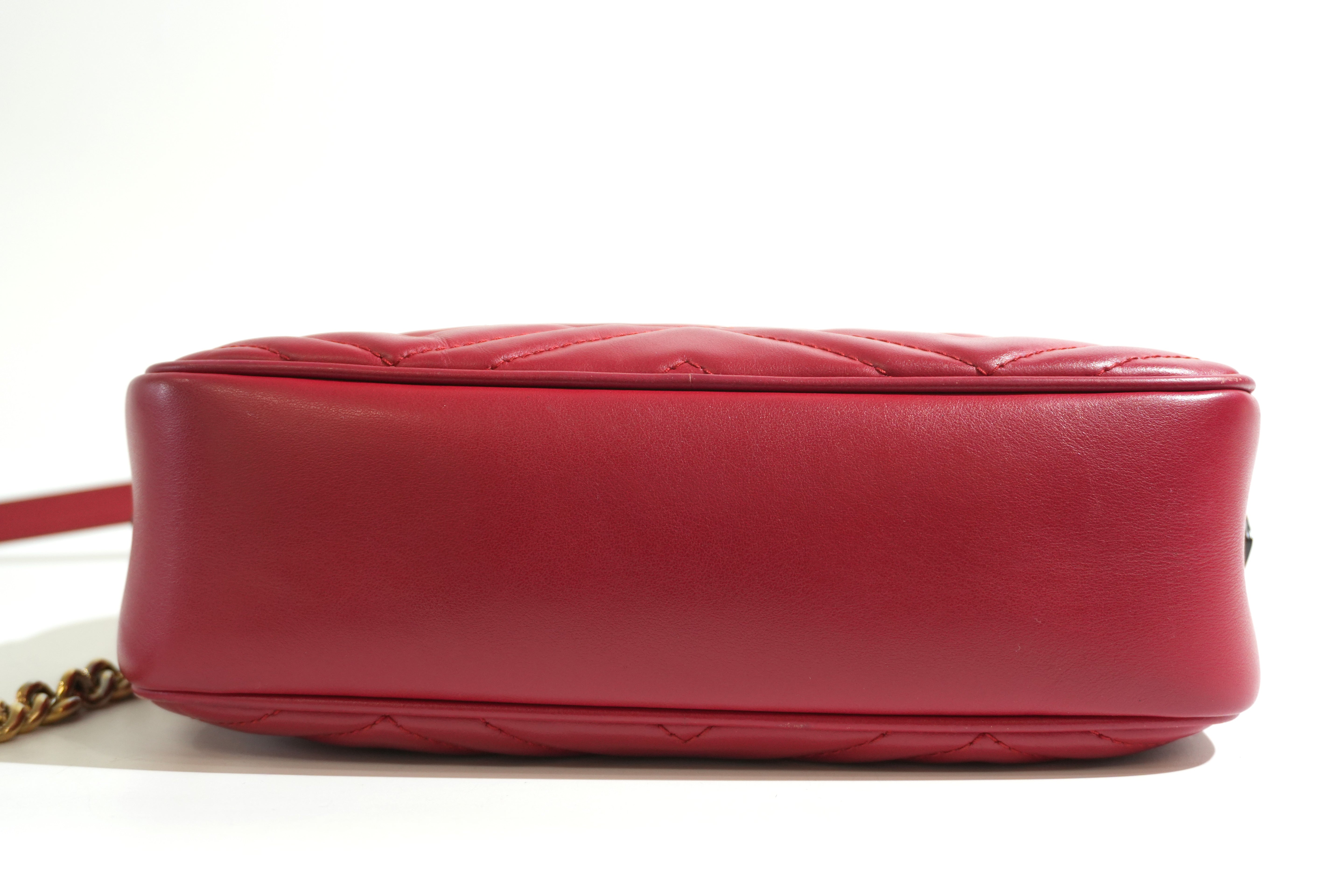Pre-owned Gucci Marmont Chain Crossbody Bag Red