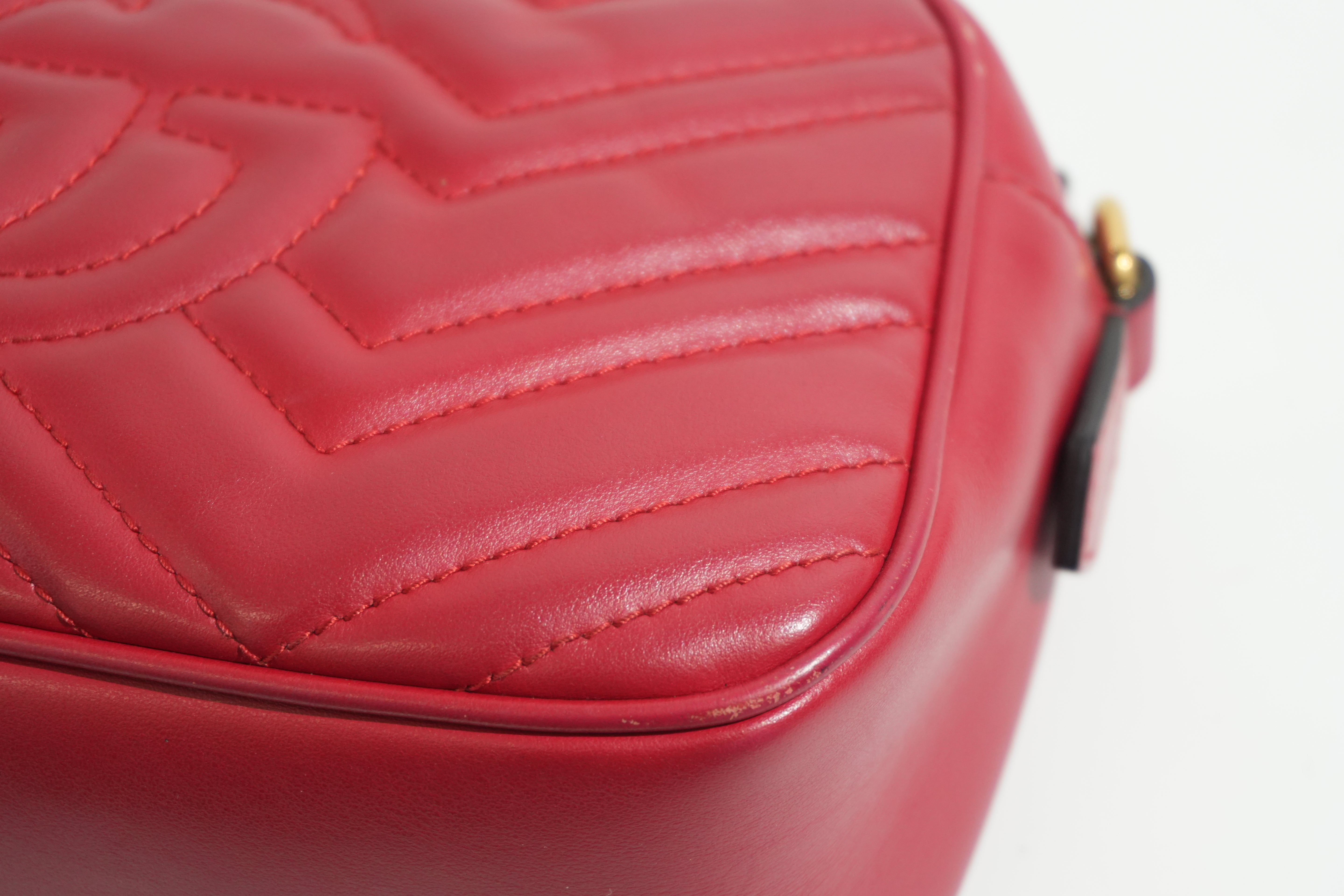 Pre-owned Gucci Marmont Chain Crossbody Bag Red