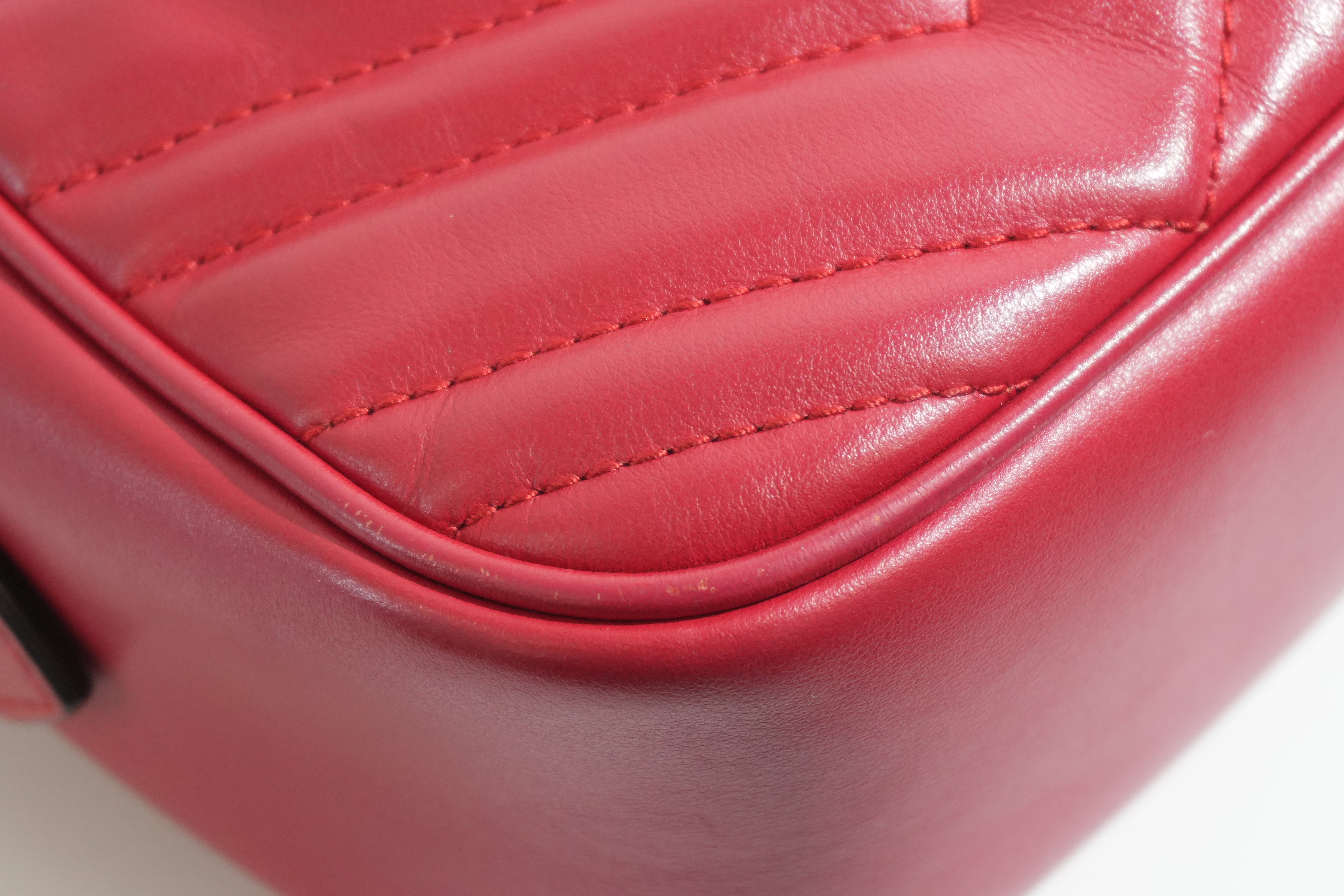 Pre-owned Gucci Marmont Chain Crossbody Bag Red
