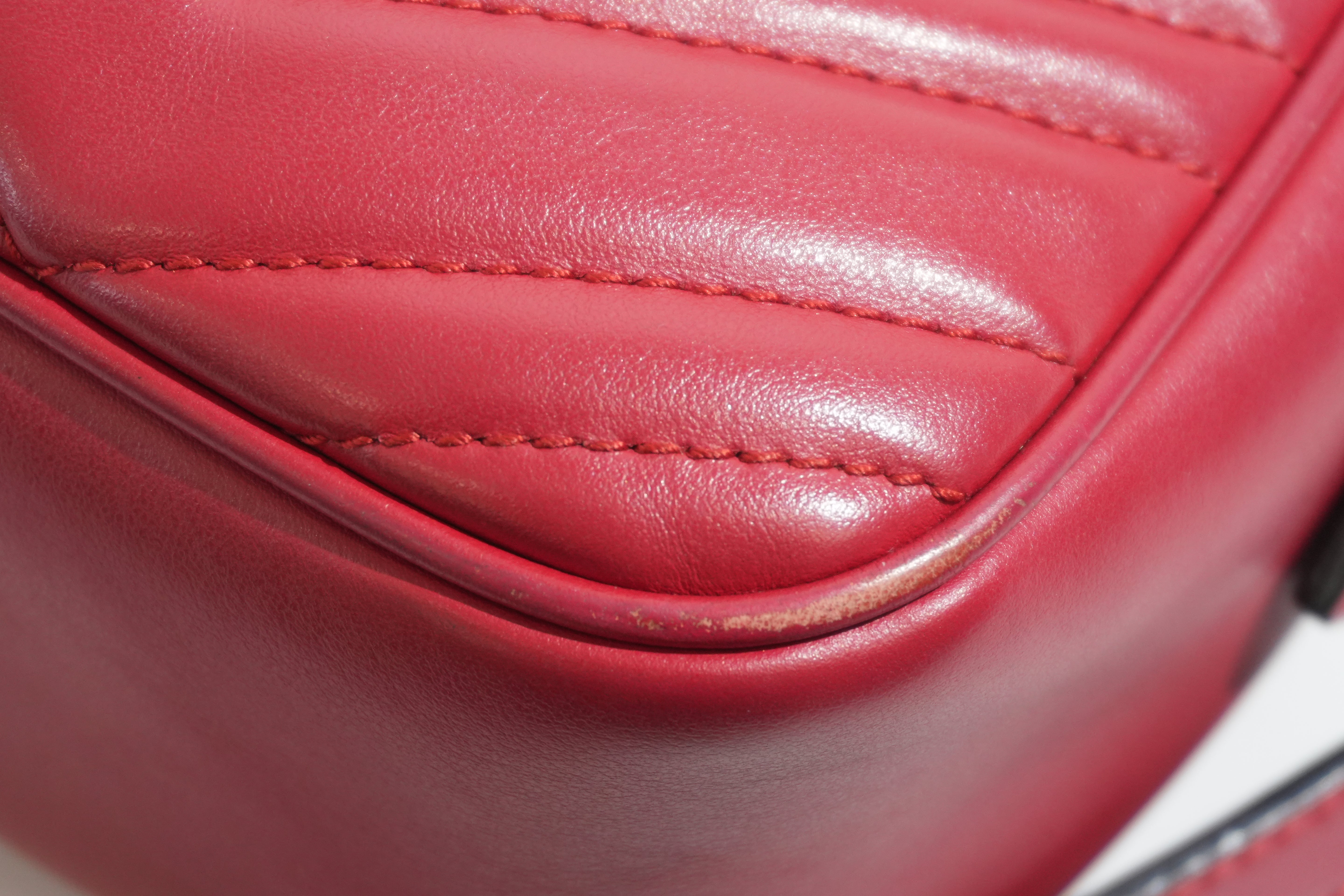 Pre-owned Gucci Marmont Chain Crossbody Bag Red