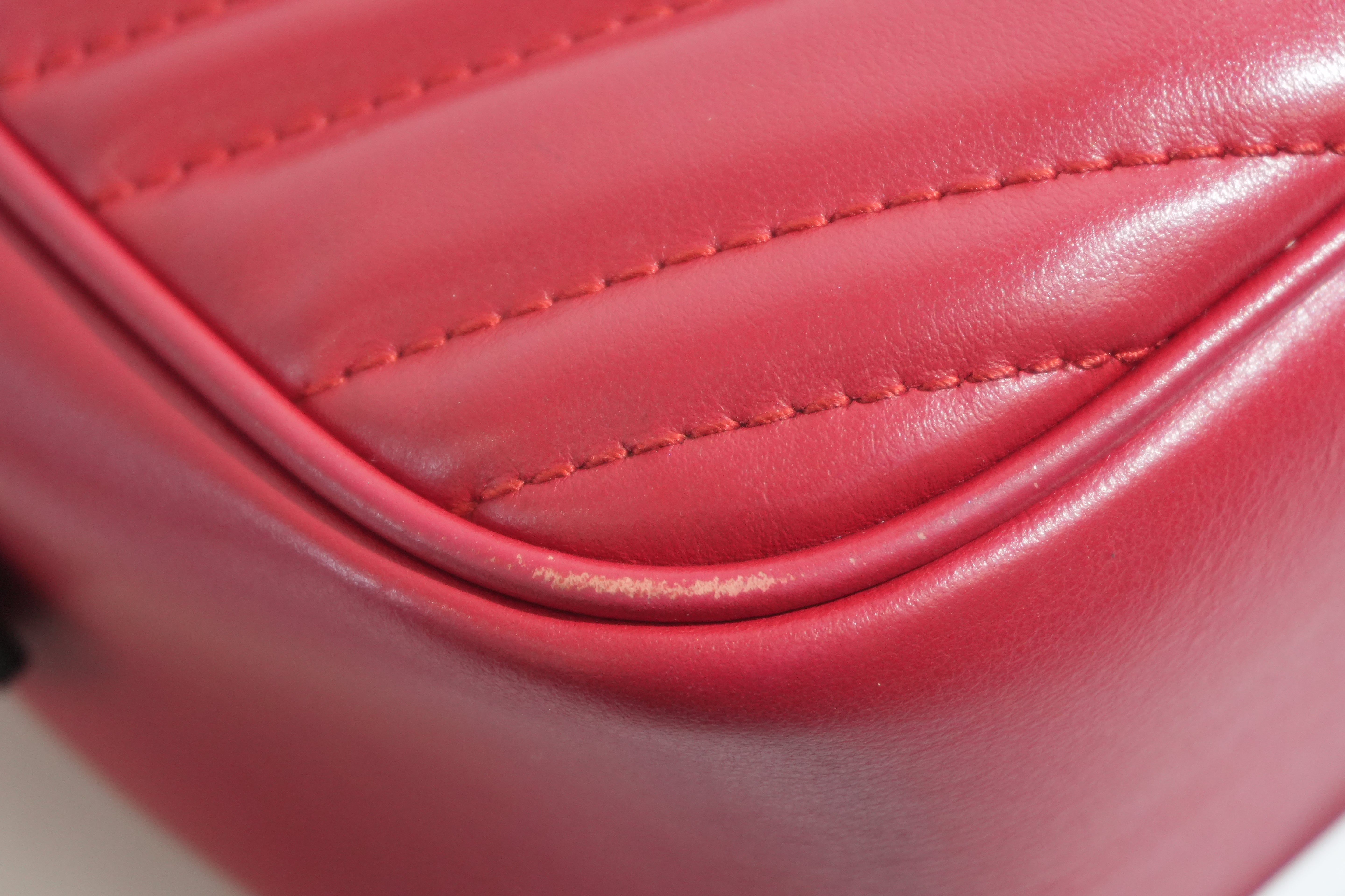 Pre-owned Gucci Marmont Chain Crossbody Bag Red