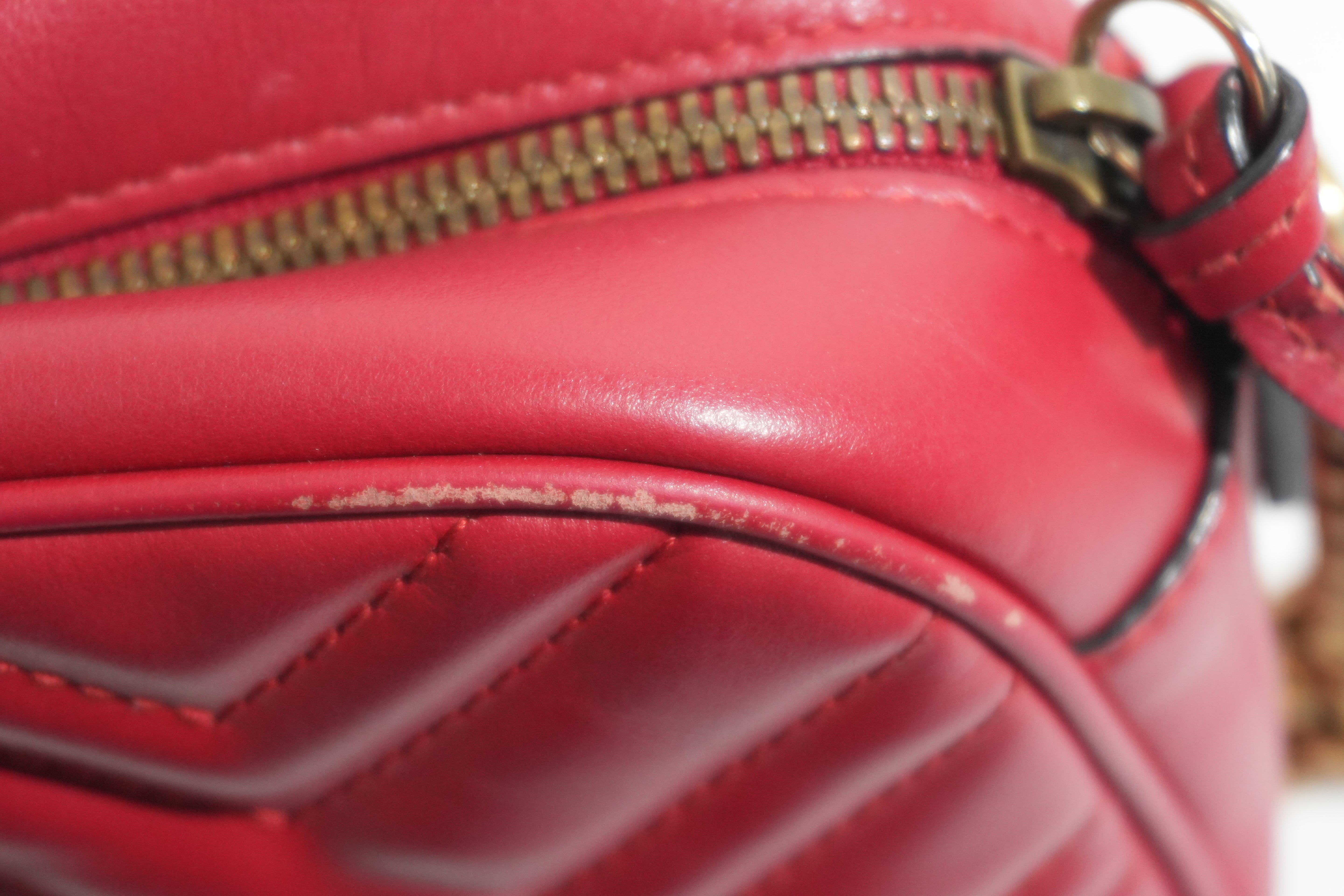 Pre-owned Gucci Marmont Chain Crossbody Bag Red
