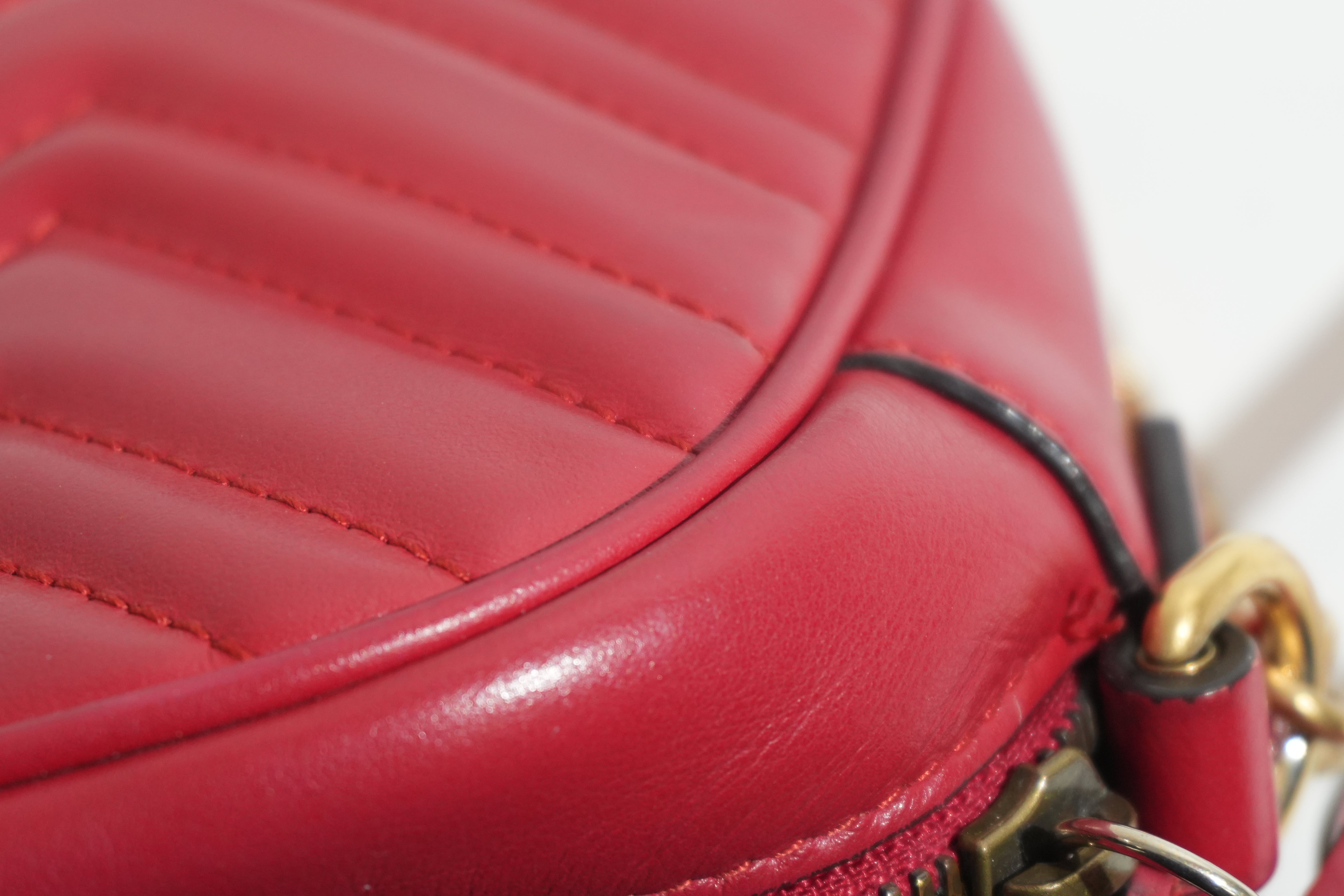 Pre-owned Gucci Marmont Chain Crossbody Bag Red