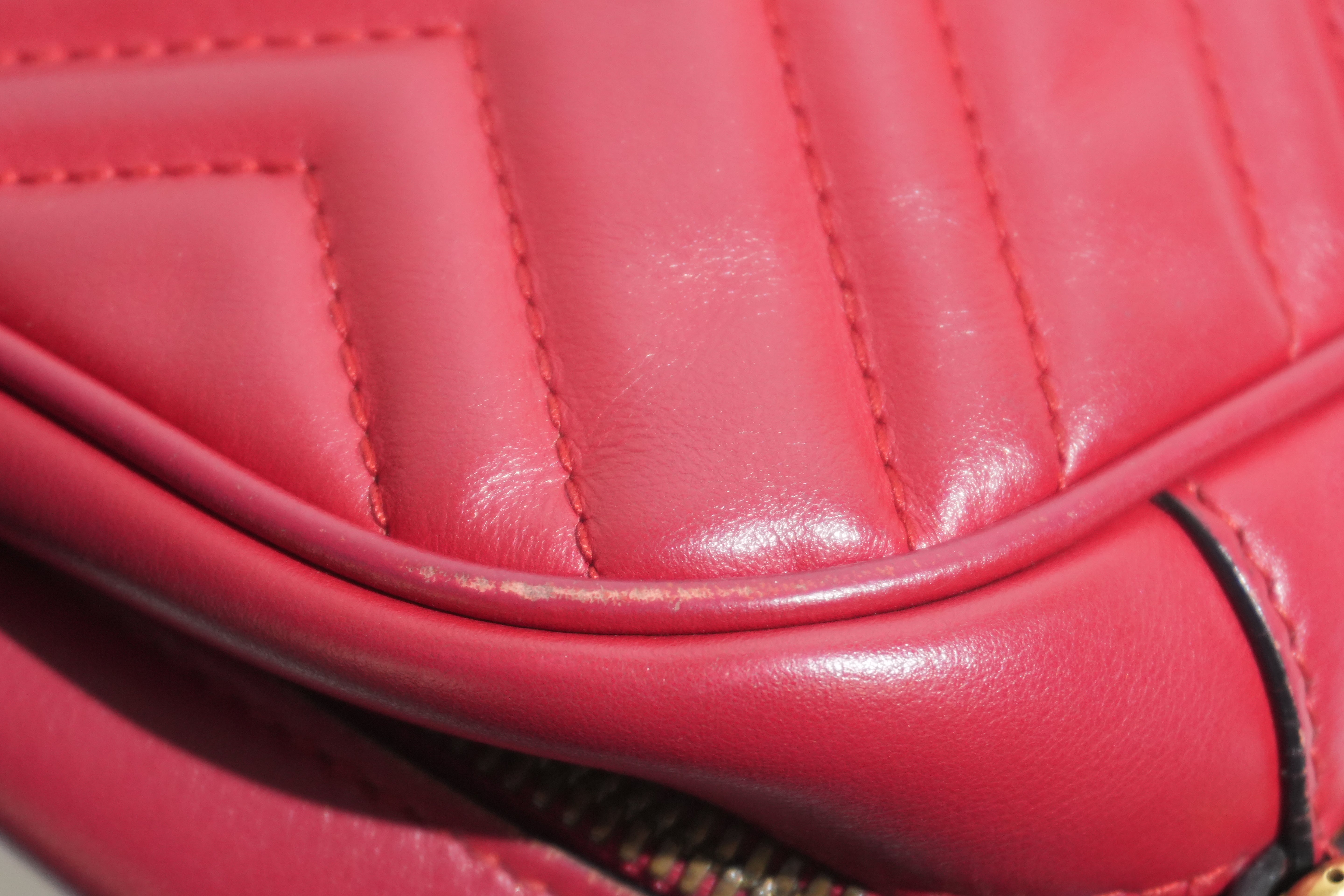 Pre-owned Gucci Marmont Chain Crossbody Bag Red
