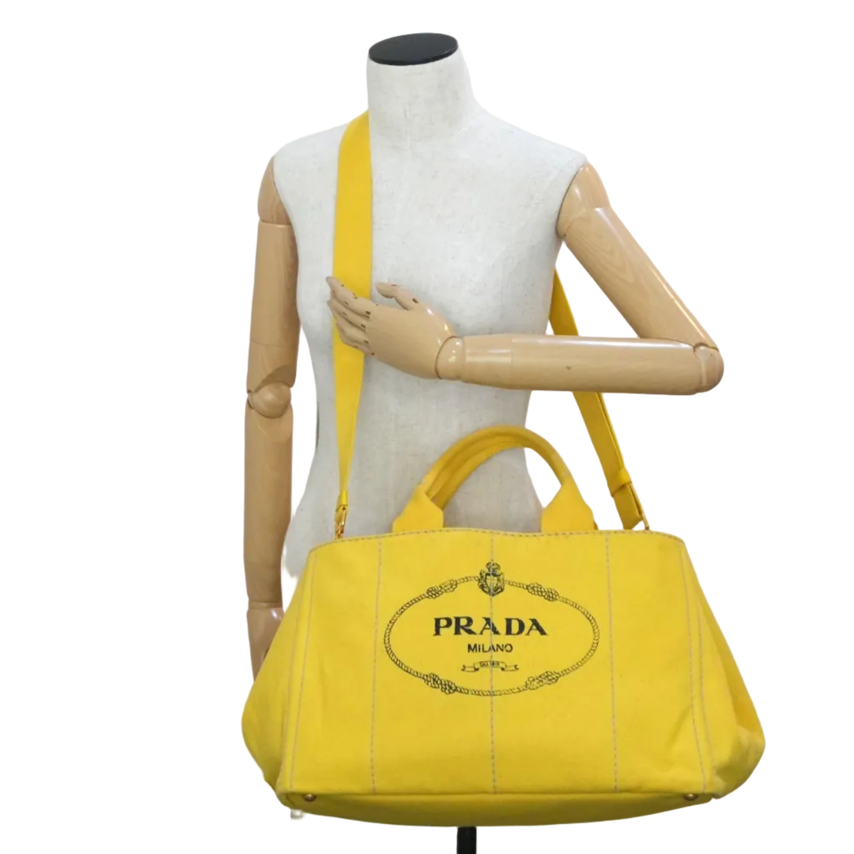 Pre-owned Prada Canapa Two Way Shoulder Bag Yellow