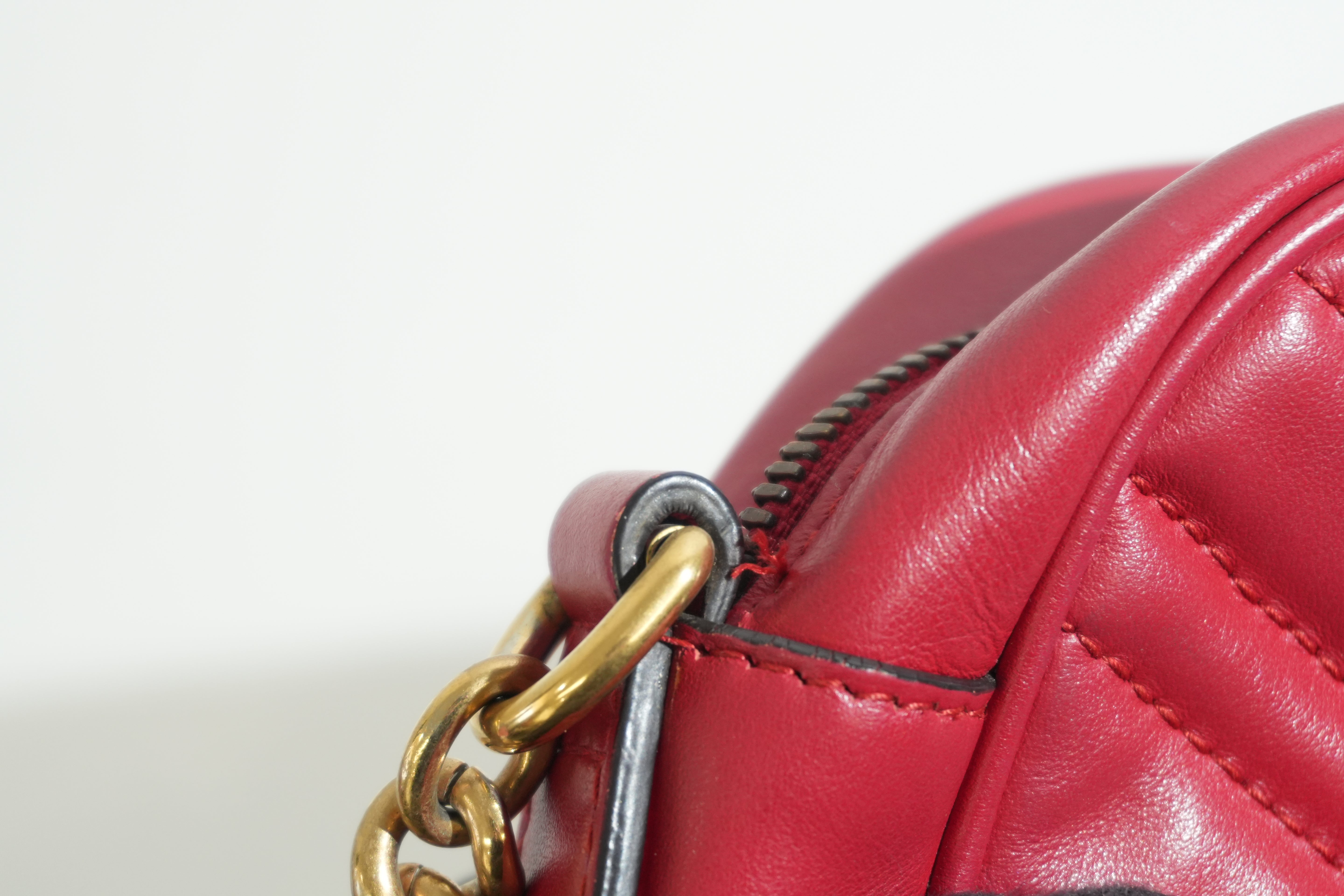 Pre-owned Gucci Marmont Chain Crossbody Bag Red