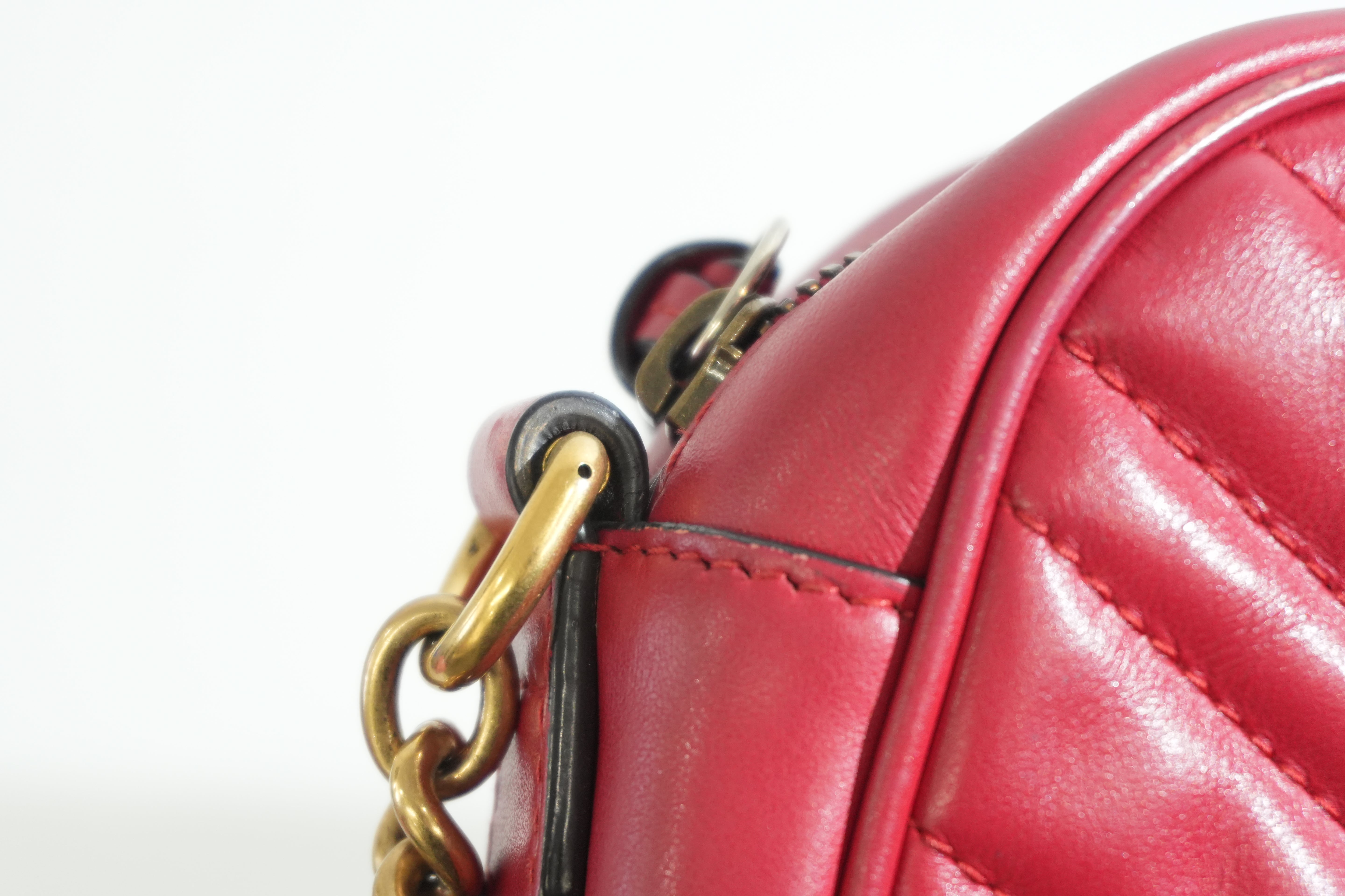 Pre-owned Gucci Marmont Chain Crossbody Bag Red