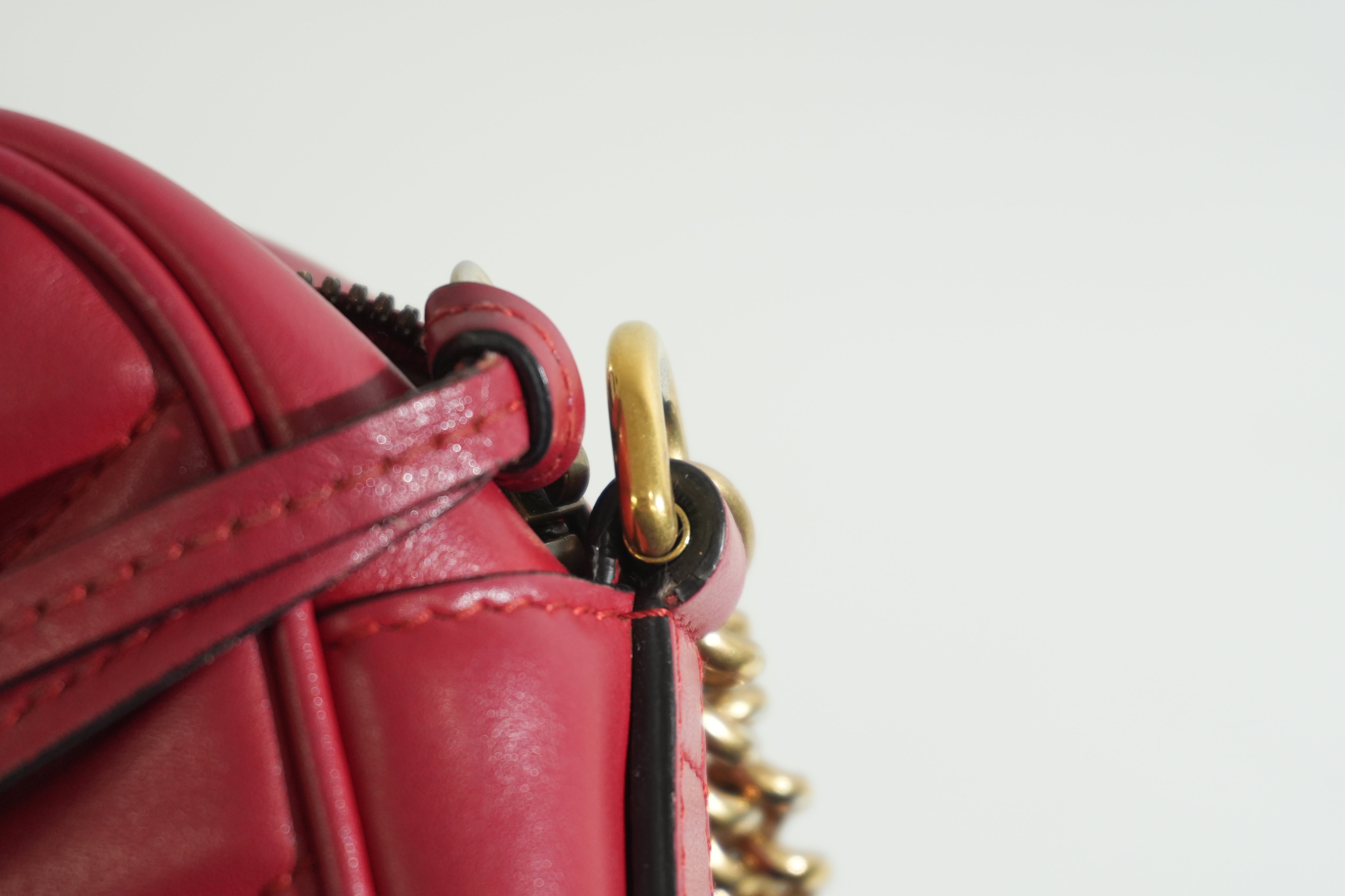 Pre-owned Gucci Marmont Chain Crossbody Bag Red