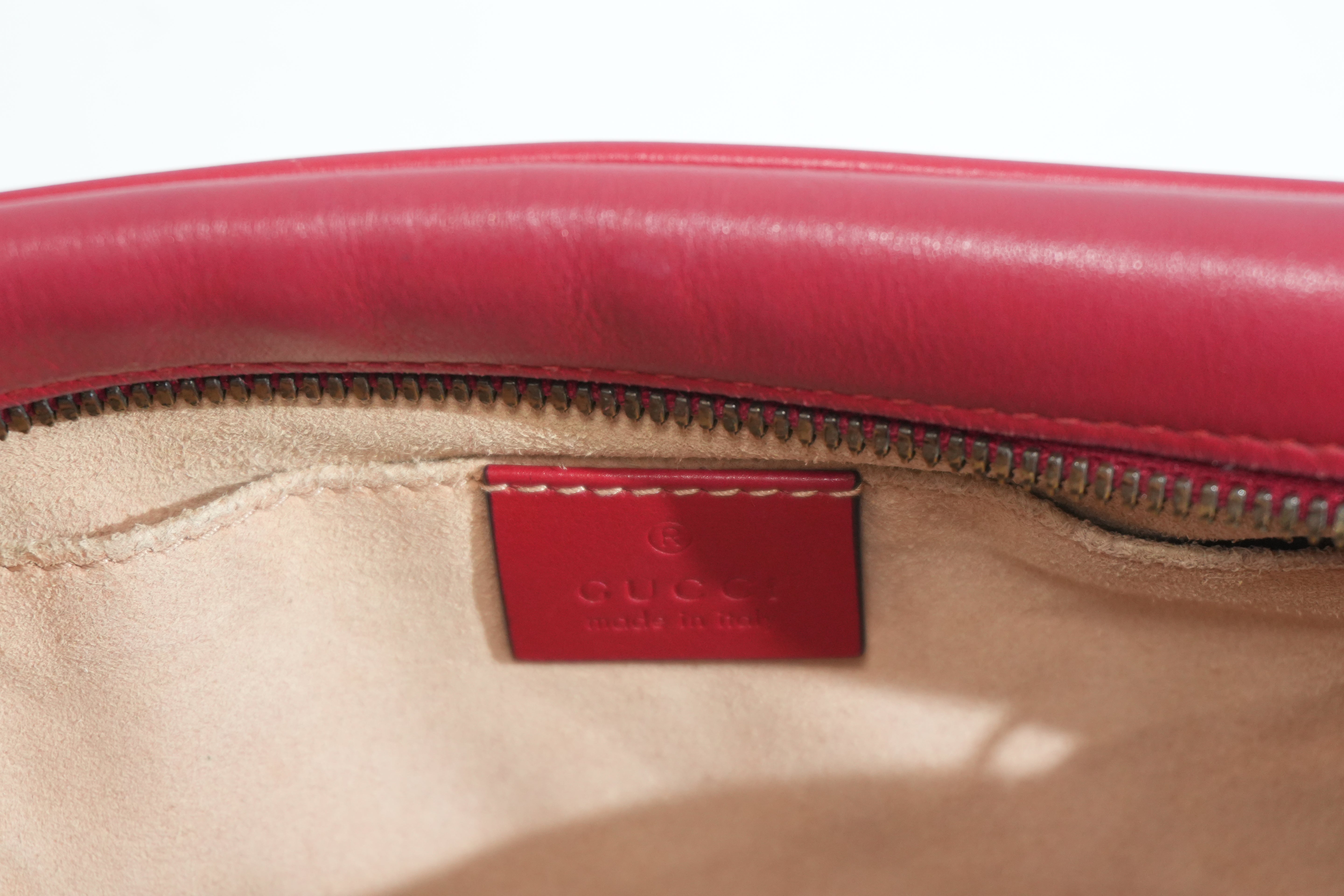 Pre-owned Gucci Marmont Chain Crossbody Bag Red