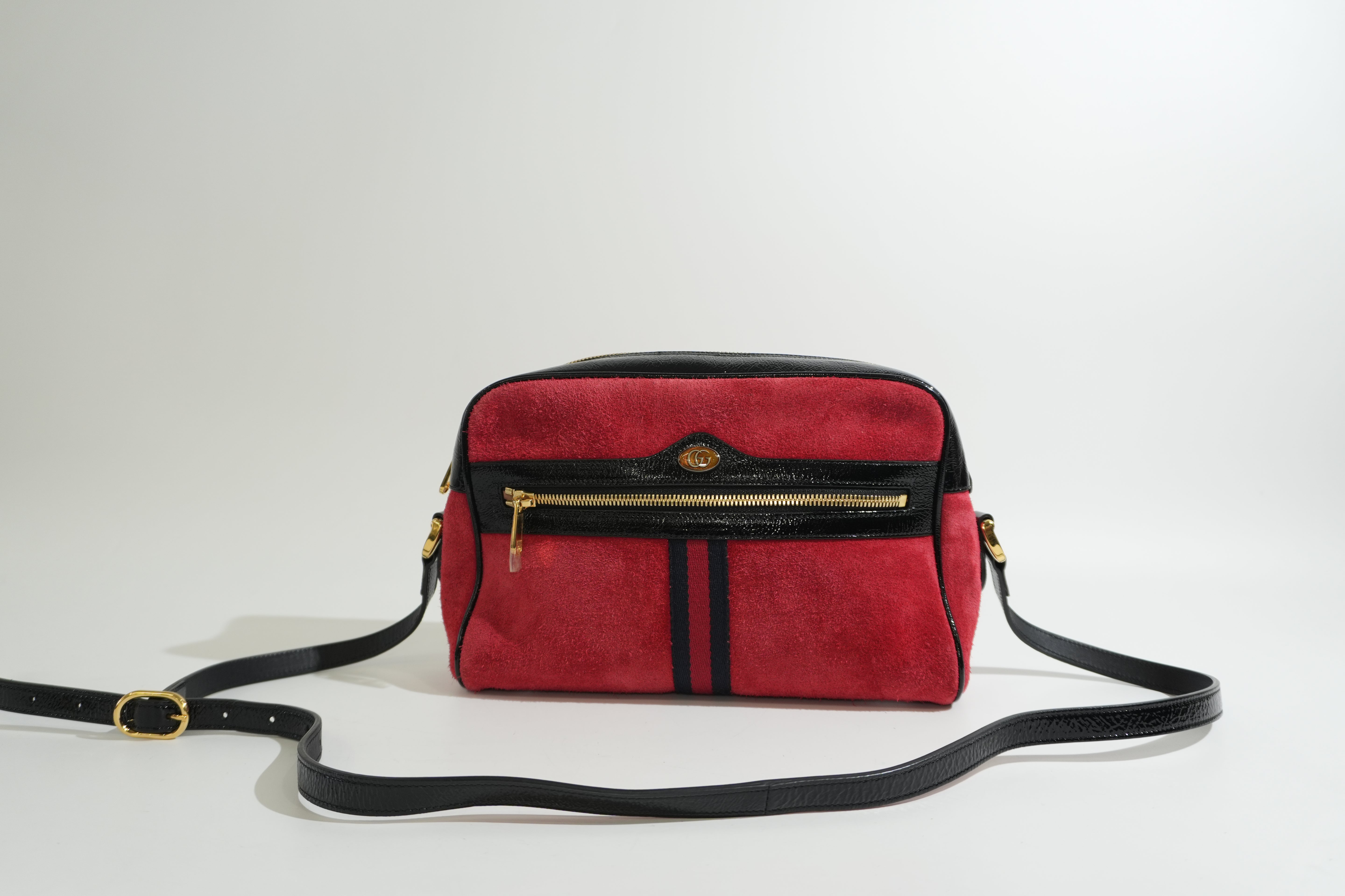Pre-owned Gucci Suede Ophidia Crossbody Bag Red
