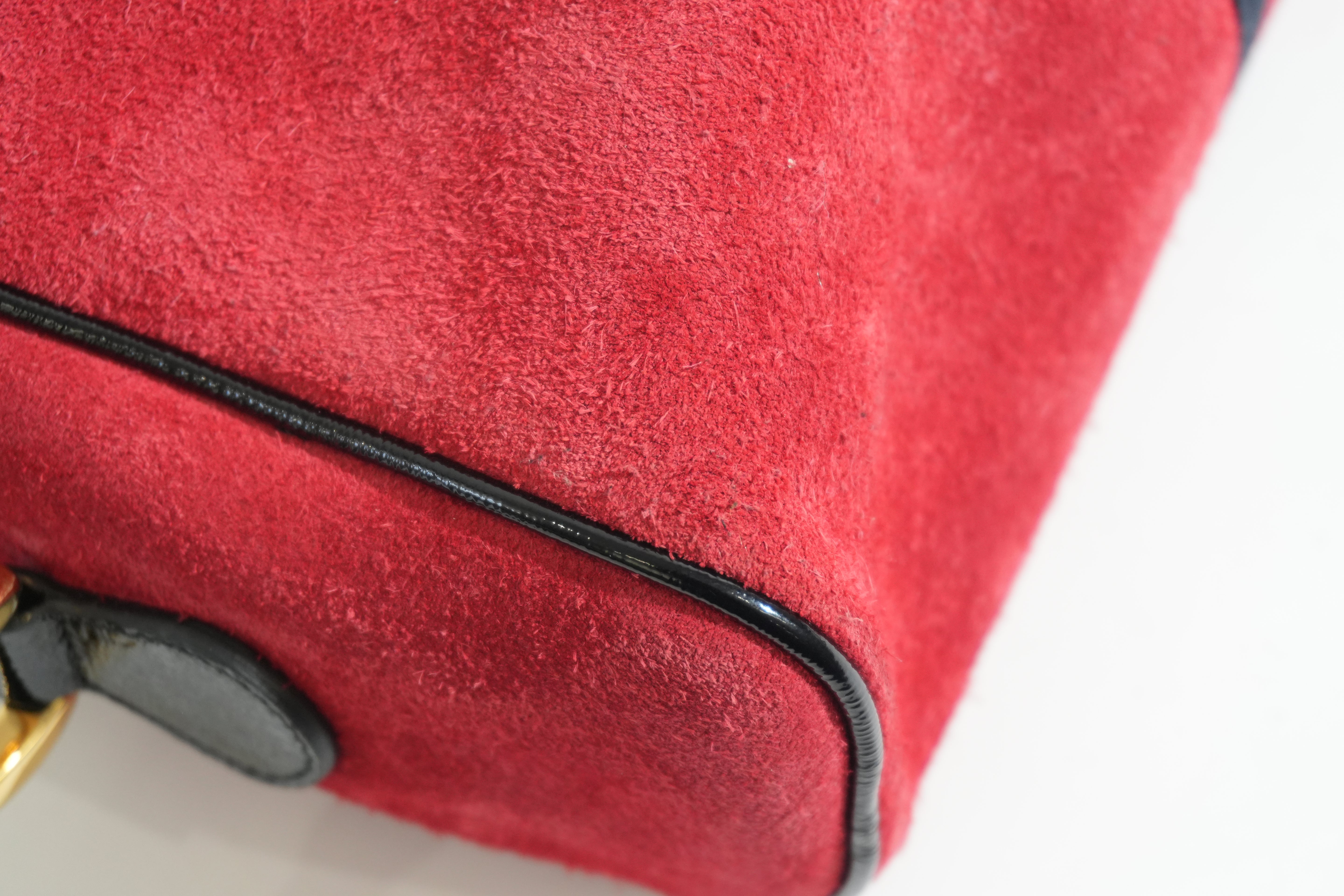 Pre-owned Gucci Suede Ophidia Crossbody Bag Red
