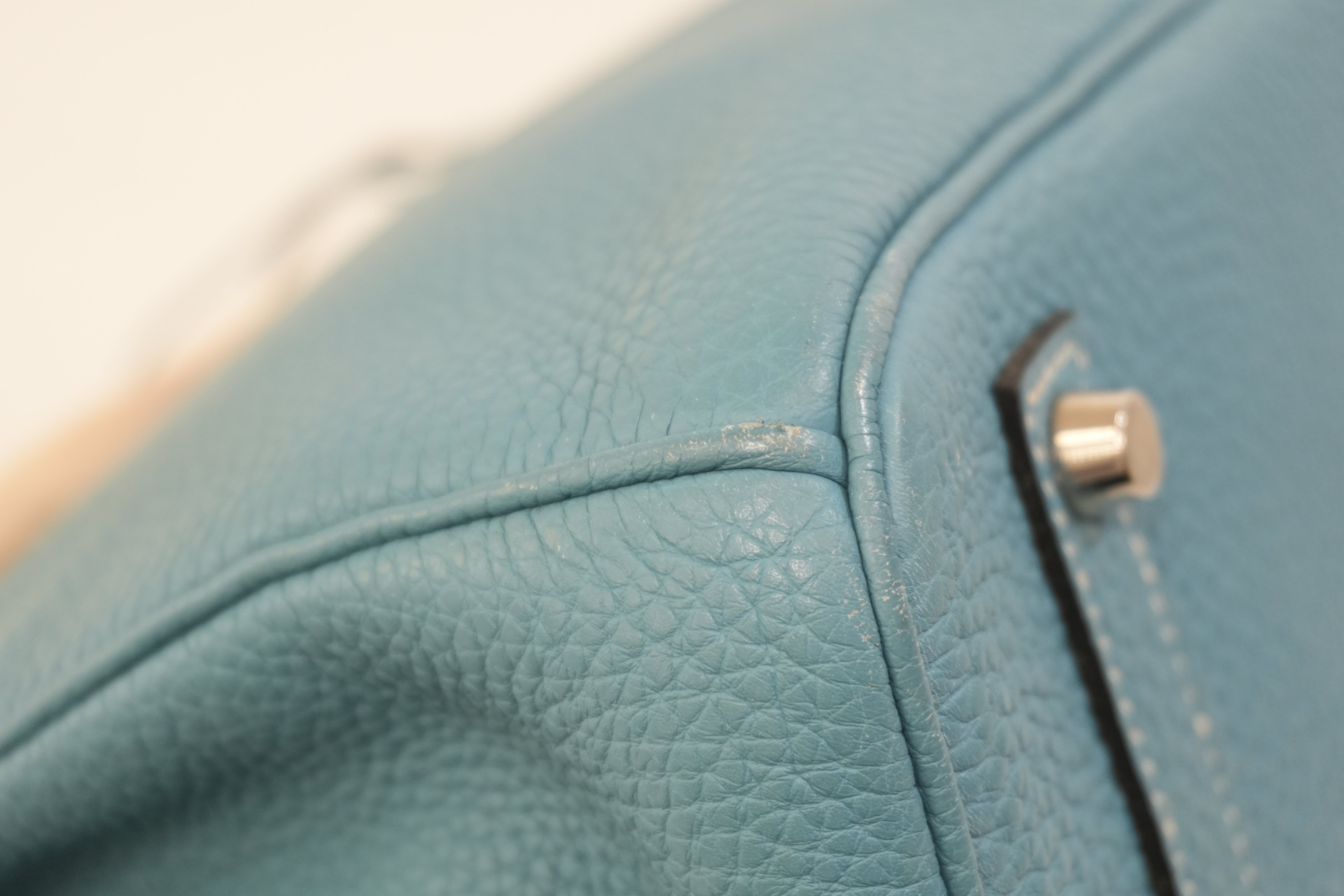 Pre-owned Hermes Togo Leather Birkin 35 Blue Jean