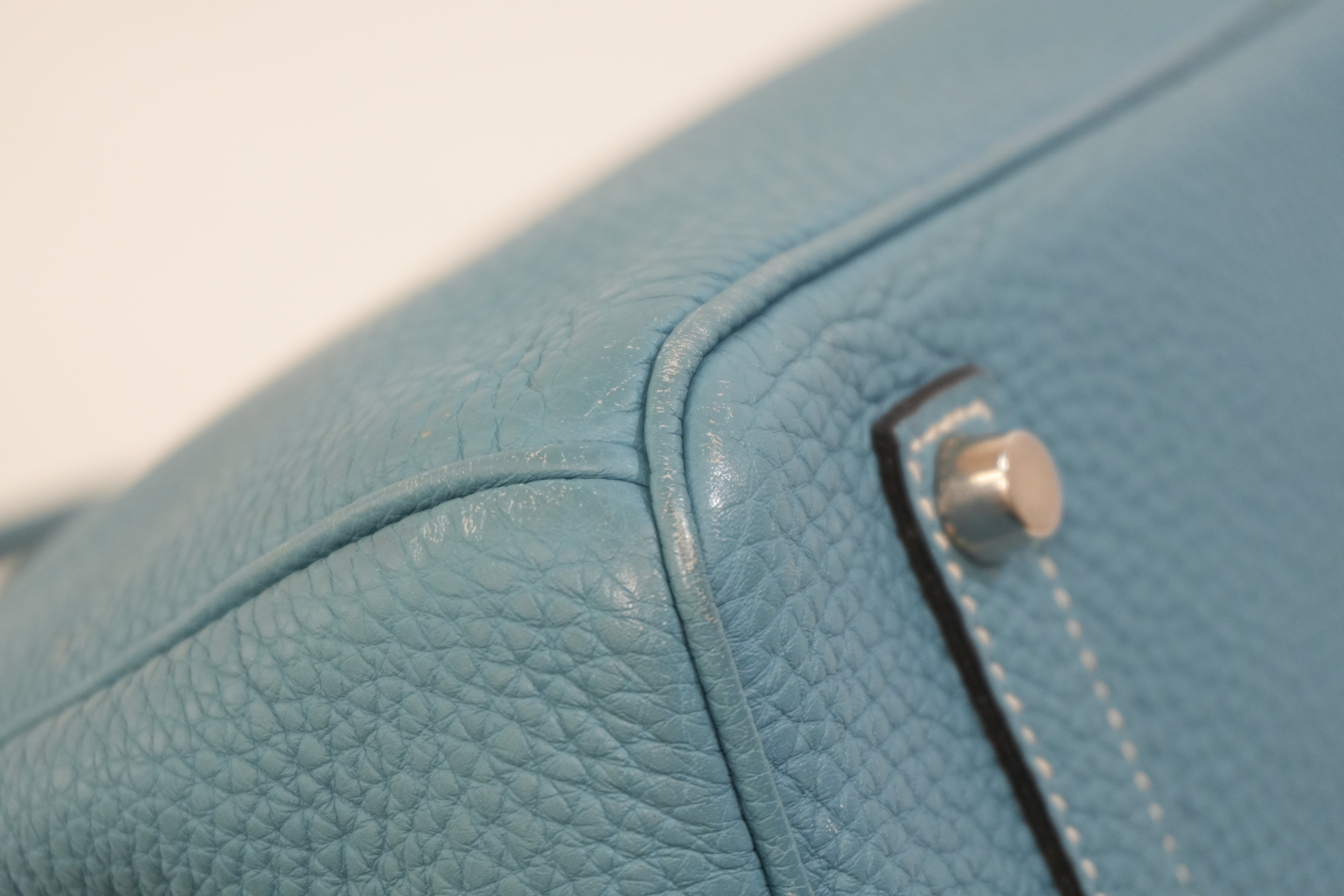 Pre-owned Hermes Togo Leather Birkin 35 Blue Jean